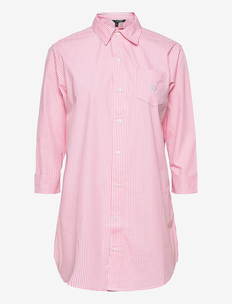 Lauren Ralph Lauren Homewear - LRL HERITAGE ESS. 3/4 SL SLEEPSHIRT - oberteile - pink/white stripe - 0