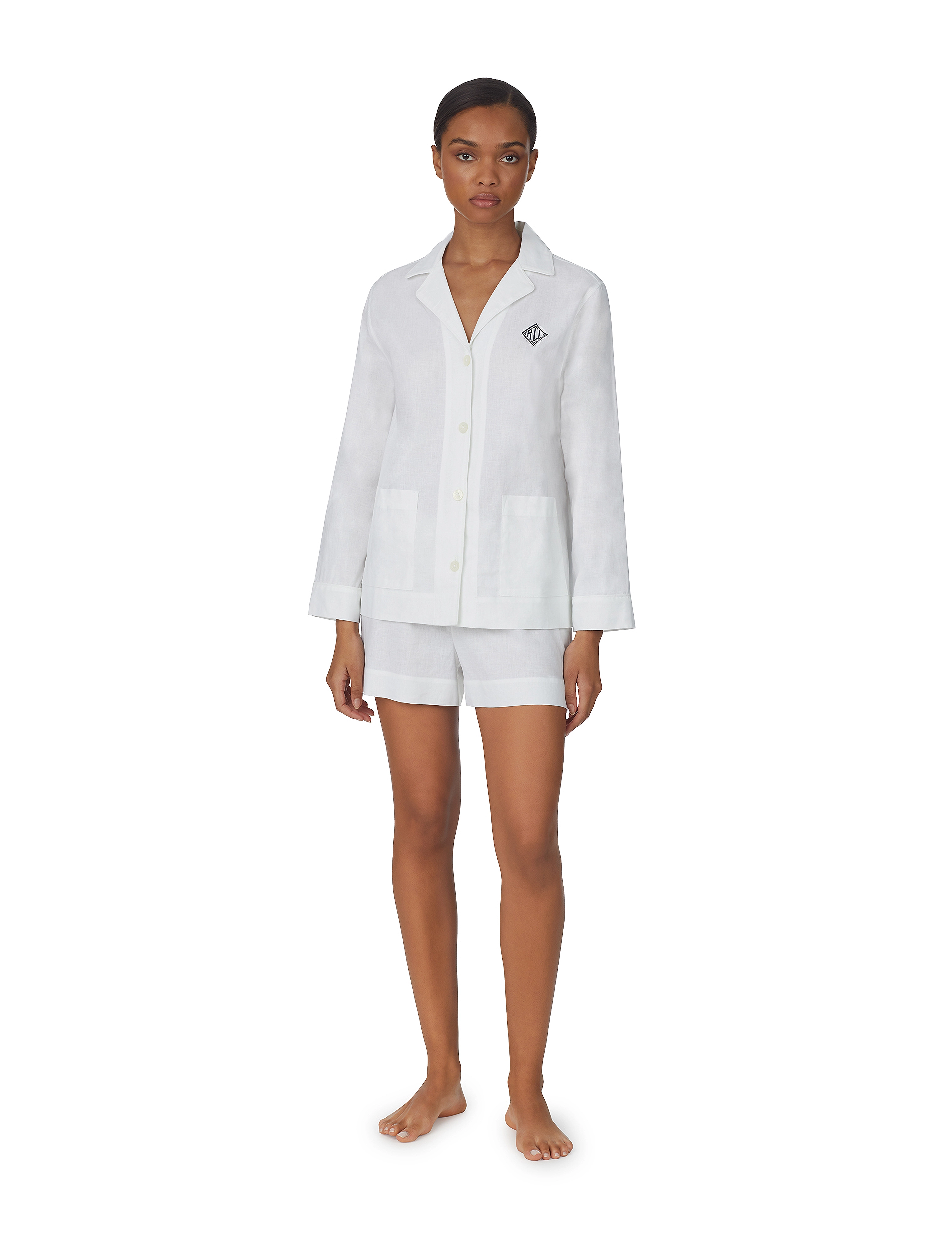 Lauren Ralph Lauren Homewear - LRL LONG SL. NOTCH COLLAR BOXER PJ SET - white - 4