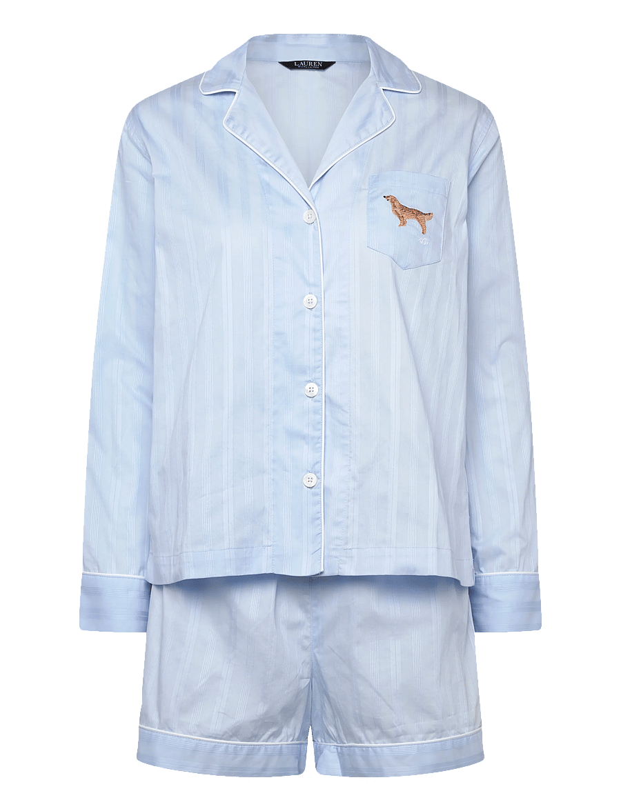 Lauren Ralph Lauren Homewear - LRL L/s notch collar boxer pj set - blue stripe - 1