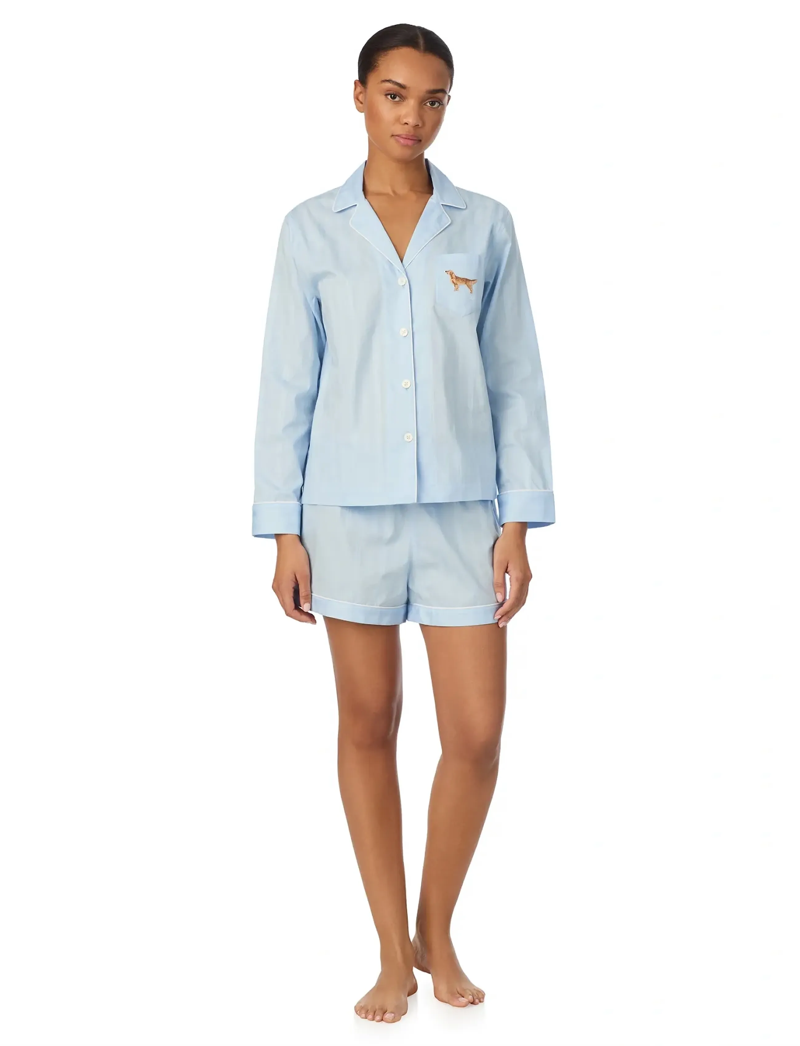 Lauren Ralph Lauren Homewear LRL L/s notch collar boxer pj set - Ralph Lauren - BLUE STRIPE / blue