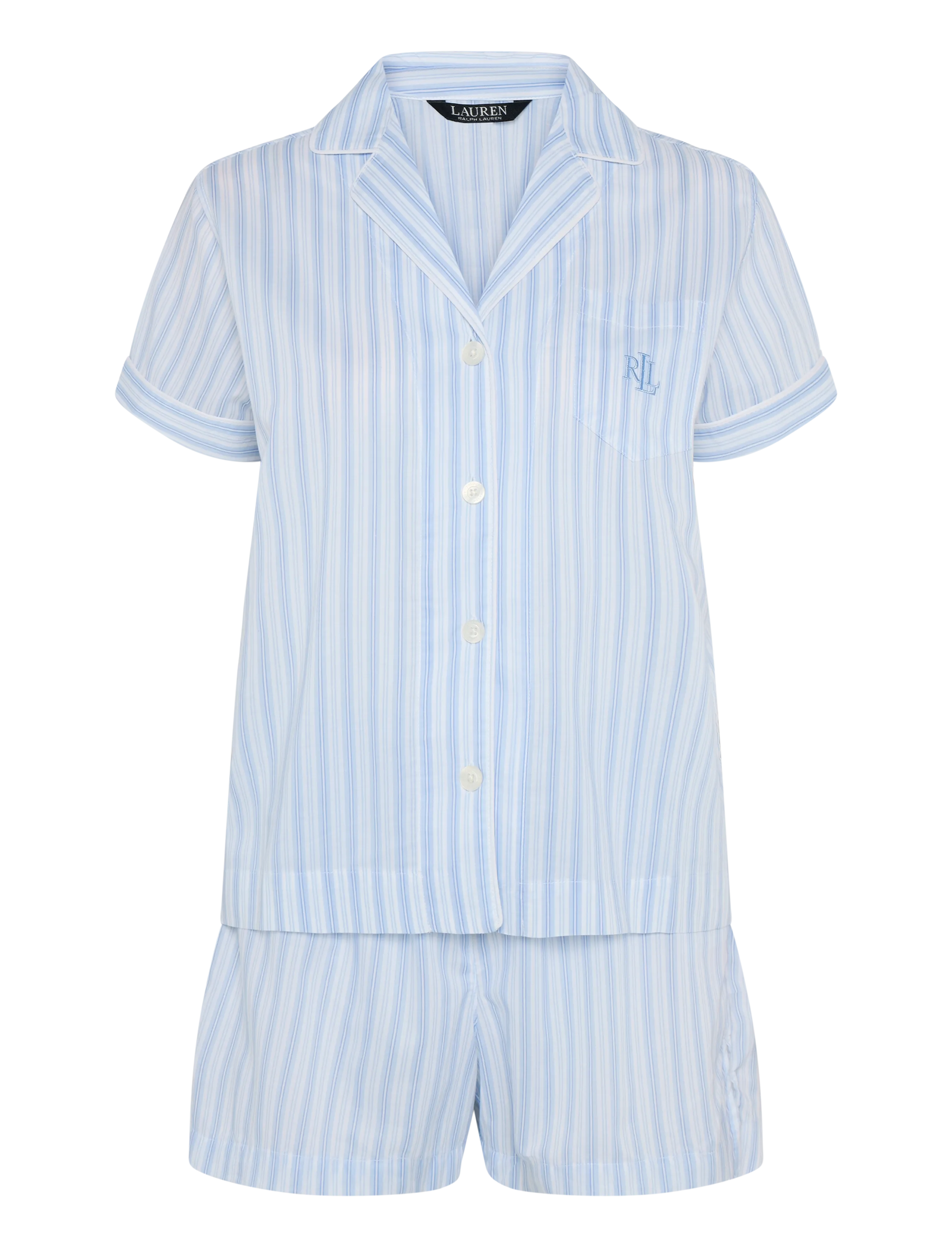 Lauren Ralph Lauren Homewear LRL S/s notch collar boxer pj set - Unterwäsche - BLUE STRIPE / blue