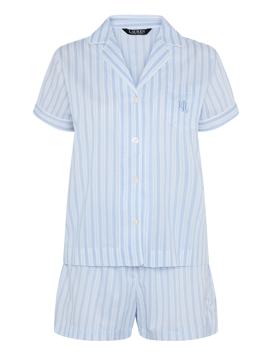 Lauren Ralph Lauren Homewear - LRL S/s notch collar boxer pj set - pyjamas - blue stripe - 1