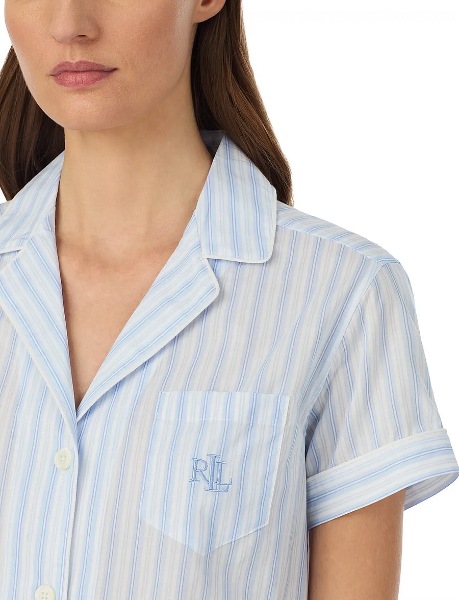 Lauren Ralph Lauren Homewear - LRL S/s notch collar boxer pj set - pyjamas - blue stripe - 4
