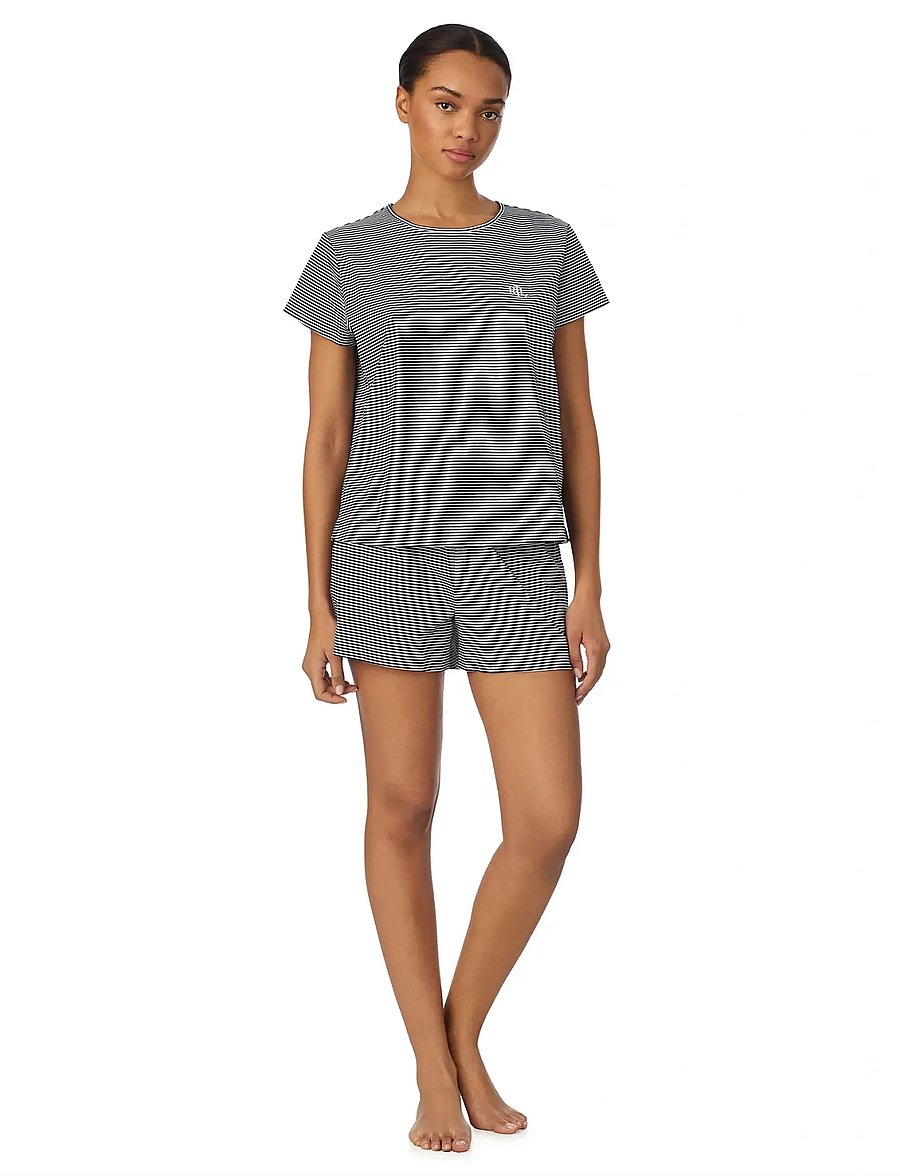 Lauren Ralph Lauren Homewear - LRL S/s crew nk boxer pj set - pyjamas - dark blue stripe - 0