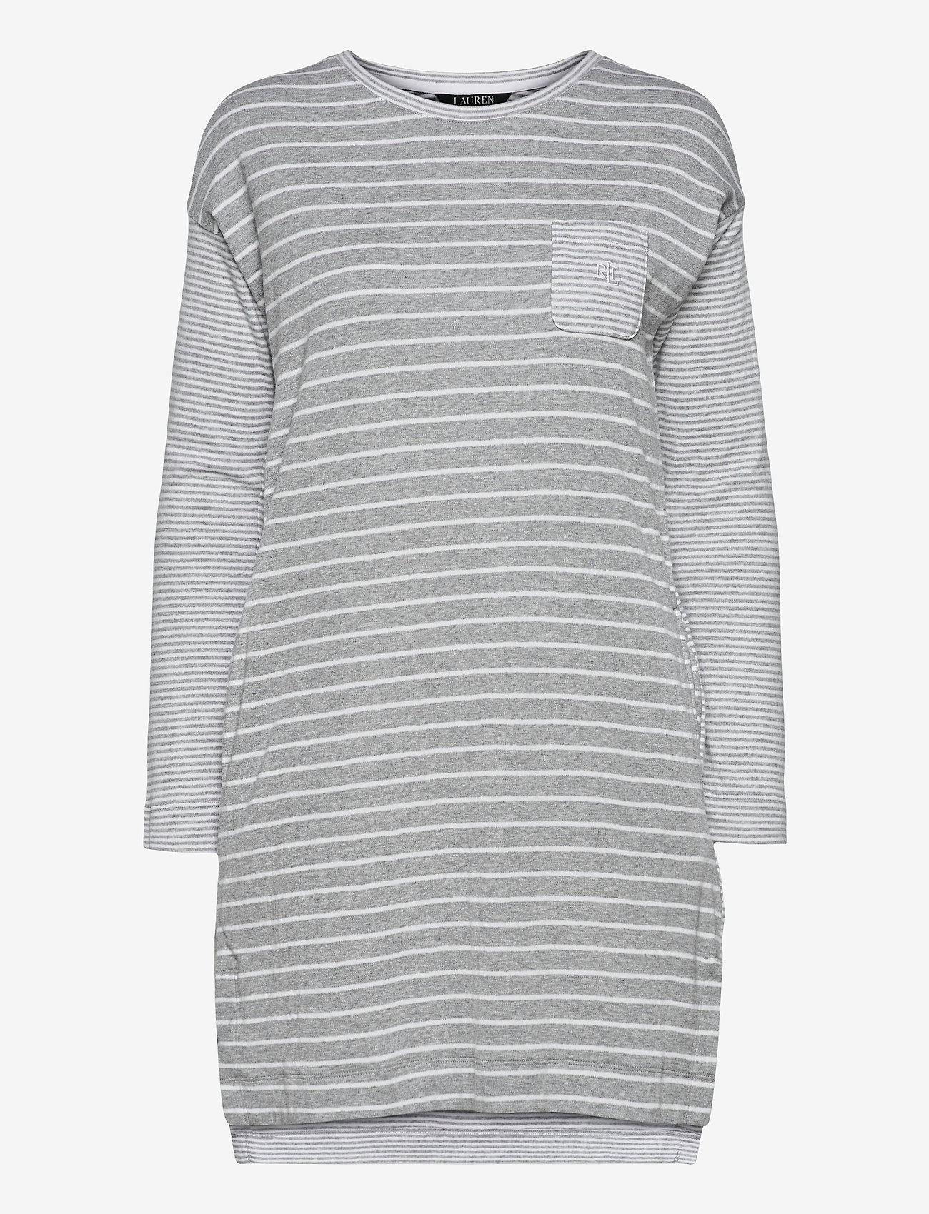 Lauren Ralph Lauren Homewear - LRL L/S SCOOP NK SLEEPTEE GREY STRIPE - sünnipäevakingitused - grey stripe - 0