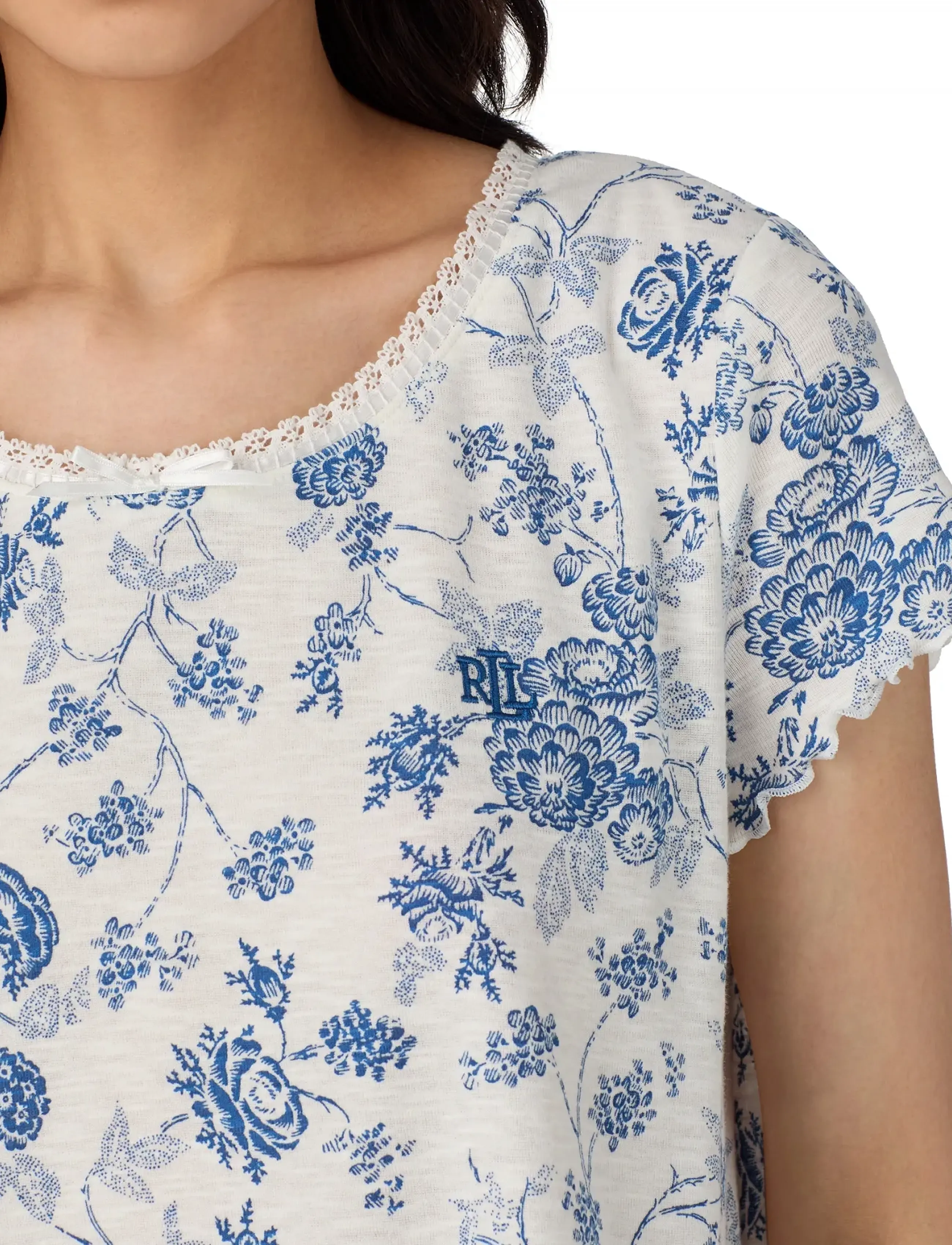 Lauren Ralph Lauren Homewear - LRL Short sl. Lace gown - Öösärgid - ivory floral - 4
