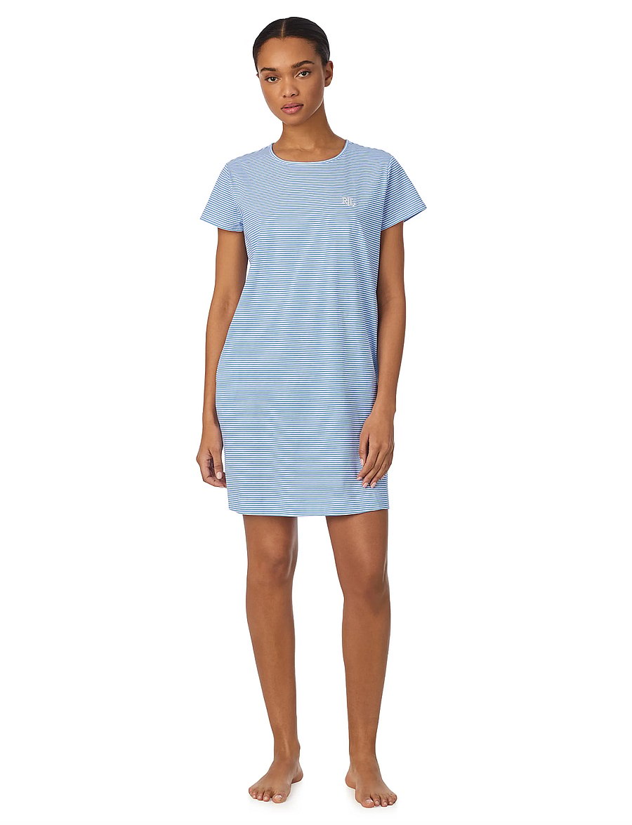 Lauren Ralph Lauren Homewear - LRL S/s crew nk sleeptee - t-shirtklänningar - blue stripe - 0