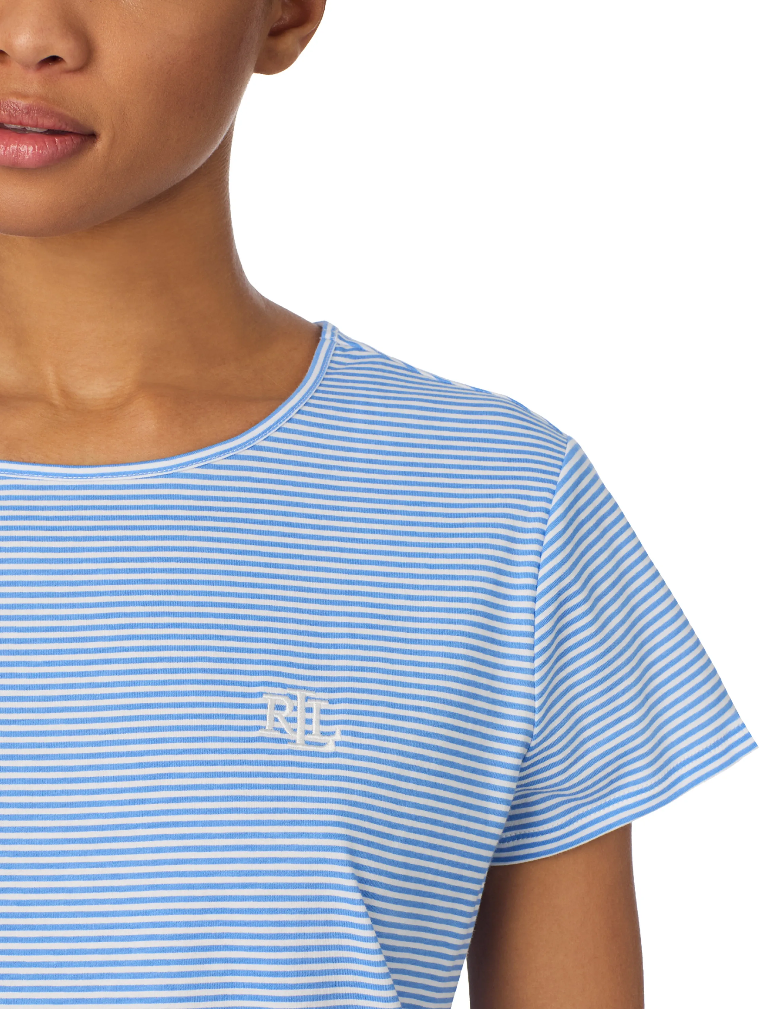 Lauren Ralph Lauren Homewear - LRL S/s crew nk sleeptee - t-shirtklänningar - blue stripe - 4
