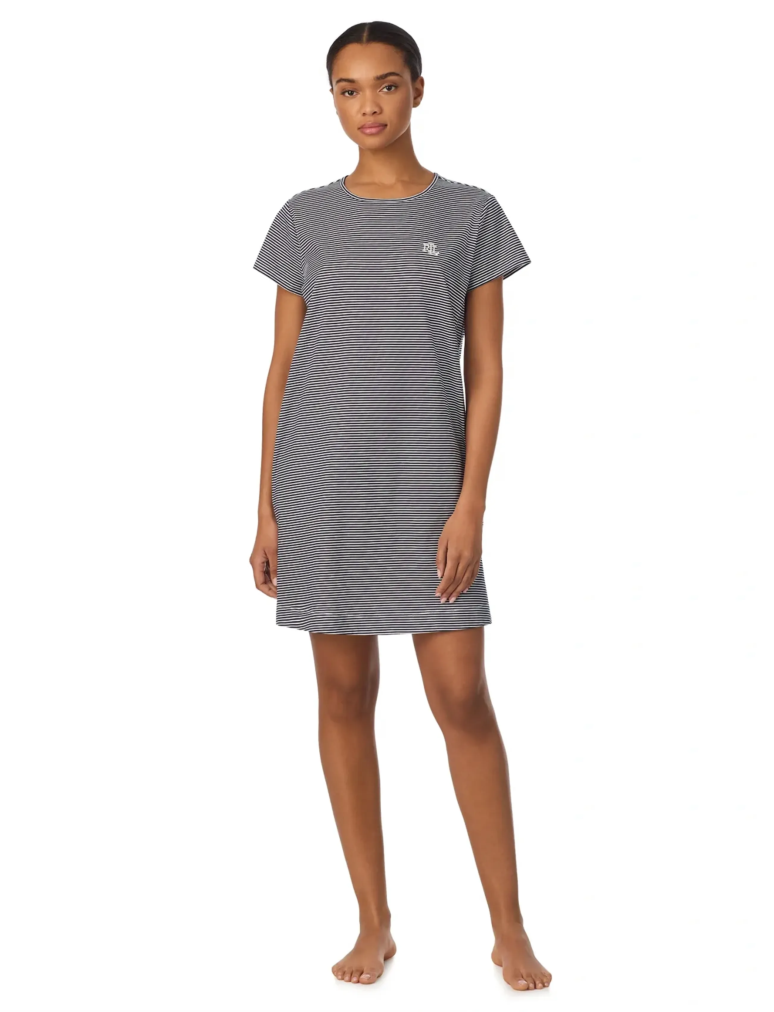 Lauren Ralph Homewear Lrl S/S Crew Nk Sleeptee, XL, Dresses, Marineblau - Knitted Frauen