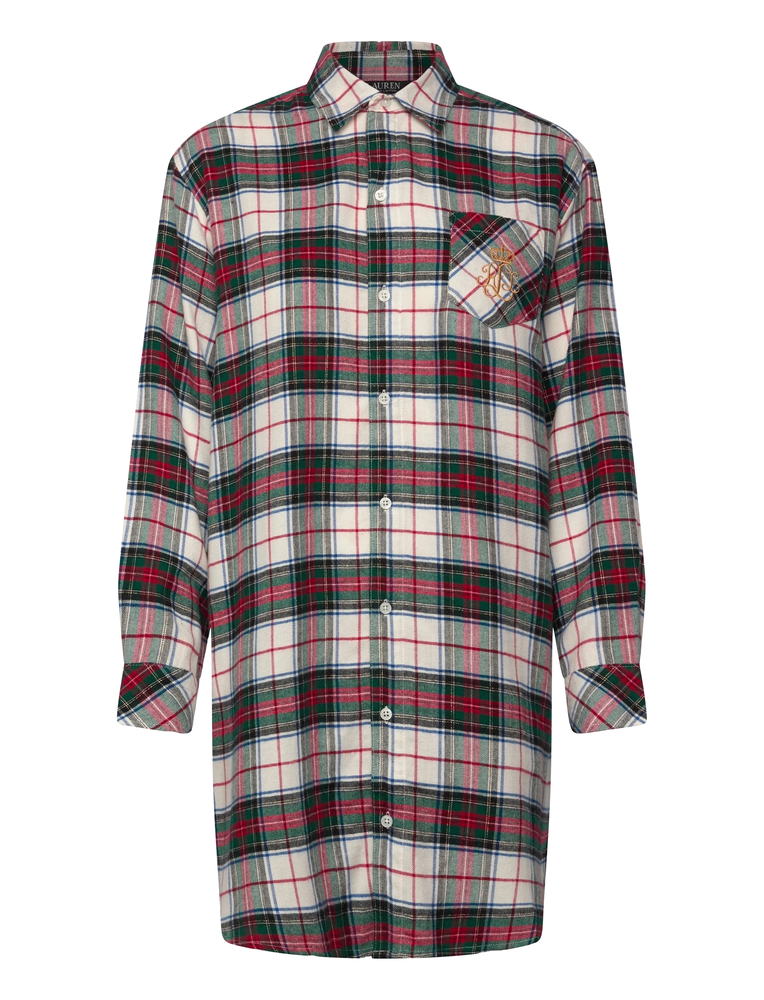 LRL L/s his sleepshirt - CREAM PLAID