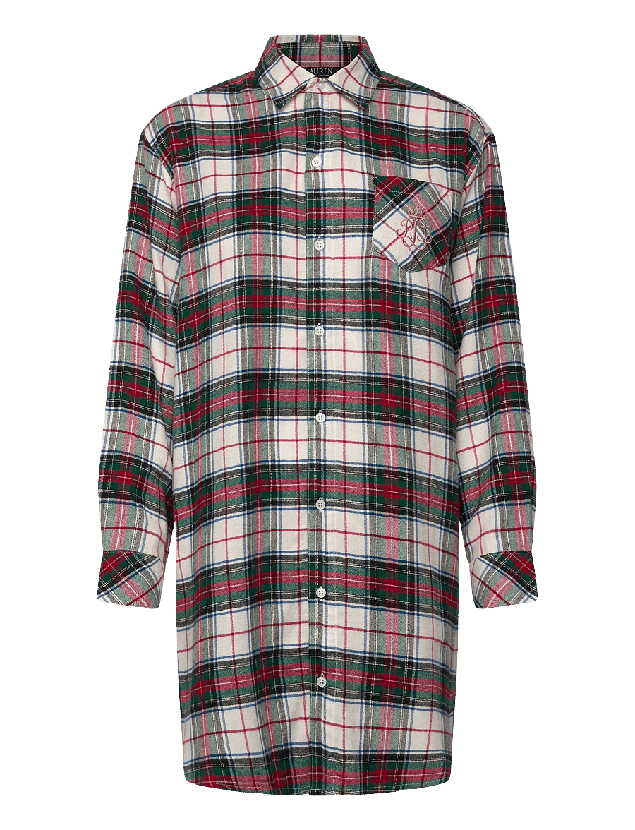 Lauren Ralph Lauren Homewear - LRL L/s his sleepshirt - chemises de nuit - cream plaid - 1