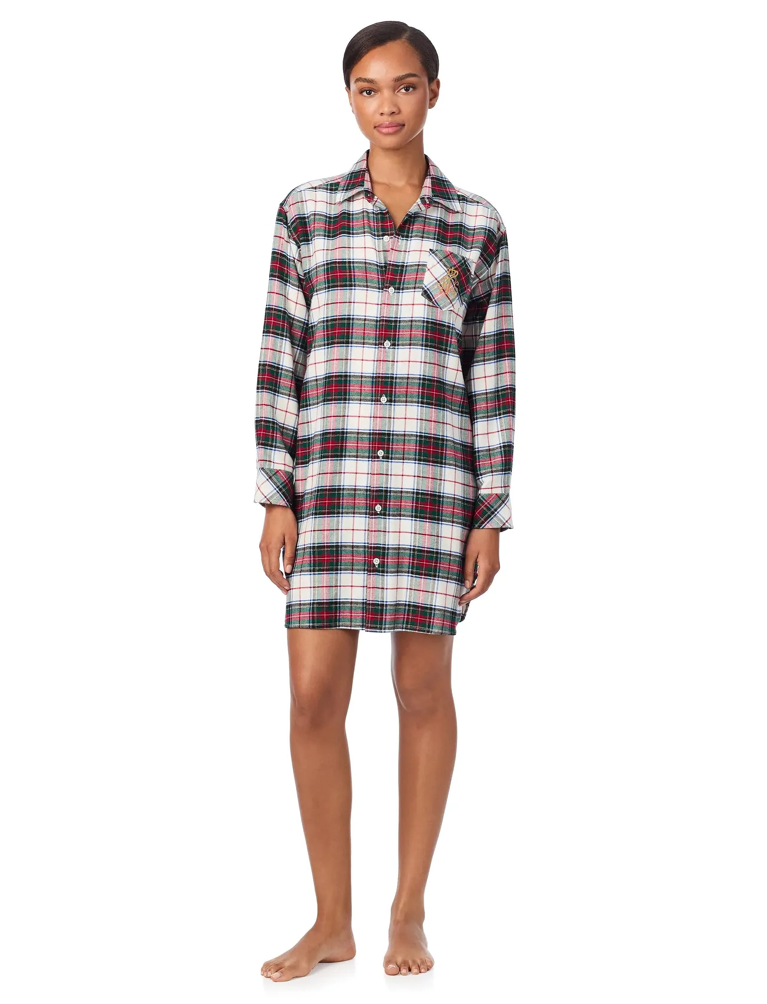 Lauren Ralph Lauren Homewear LRL L/s his sleepshirt - Unterwäsche - CREAM PLAID / red
