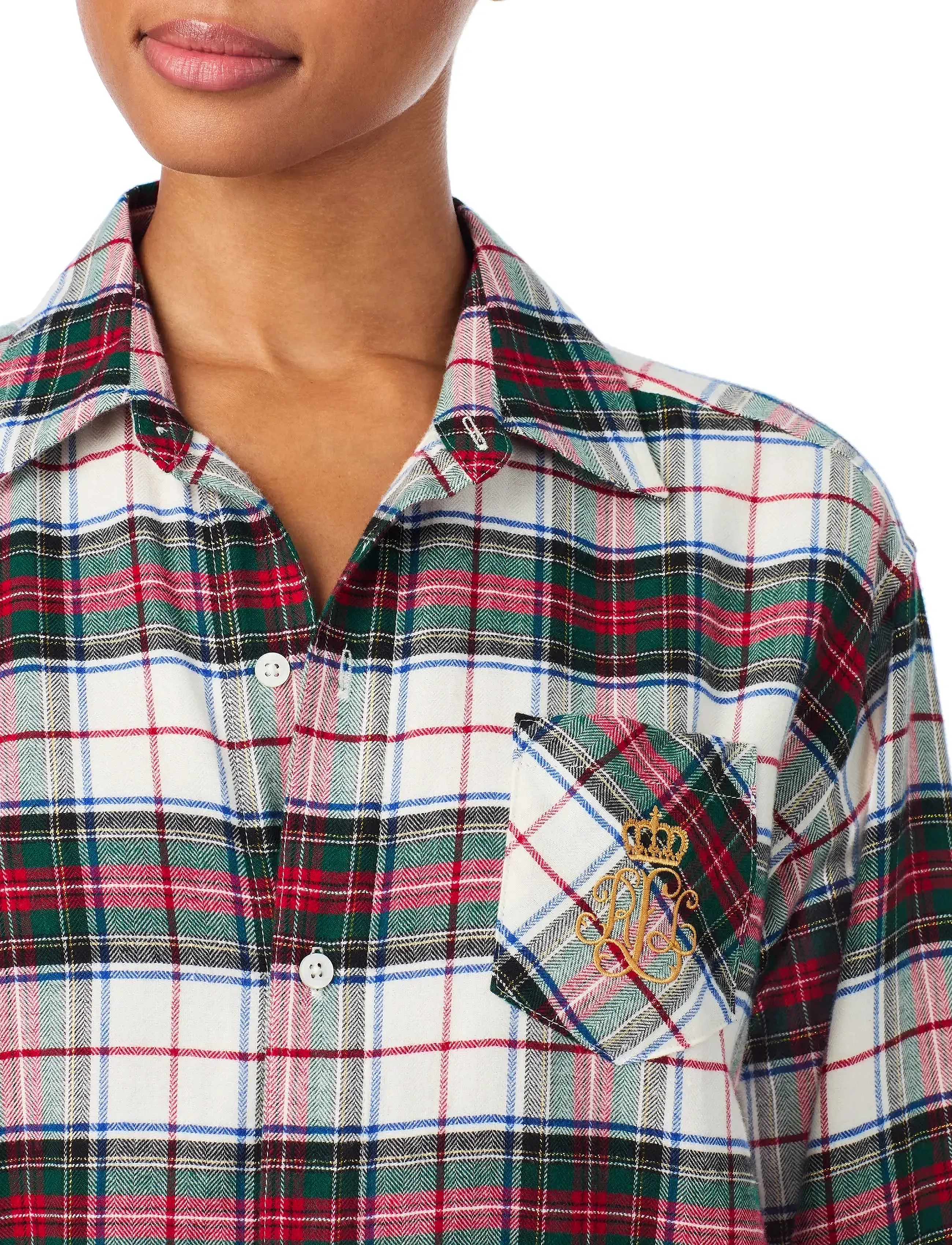 Lauren Ralph Lauren Homewear - LRL L/s his sleepshirt - natkjoler - cream plaid - 5