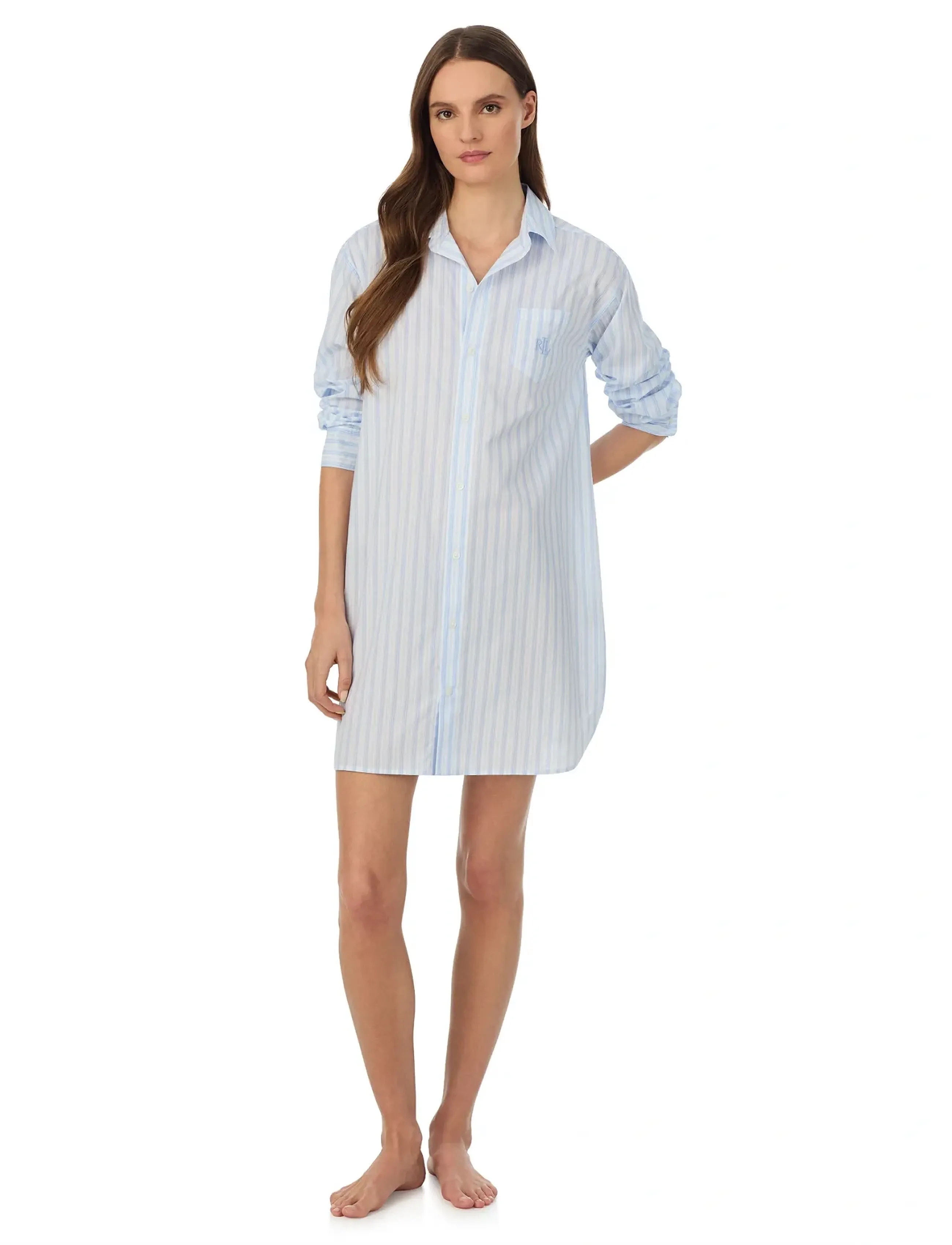Lauren Ralph Homewear Lrl L/S Roll Tab His Sleepshirt, XL, Night & Loungewear, Blau - Nightdresses, Frauen
