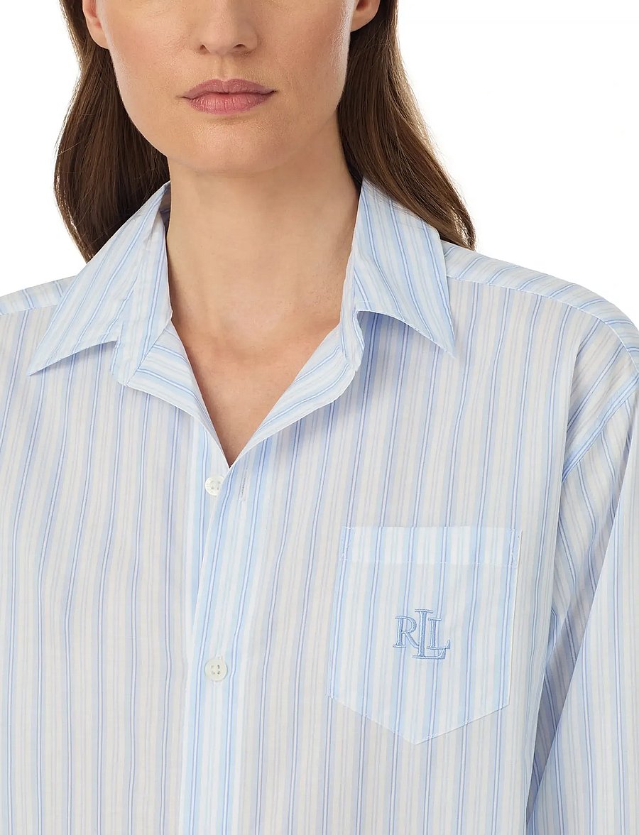 Lauren Ralph Lauren Homewear - LRL L/s roll tab his sleepshirt - chemises de nuit - blue stripe - 4