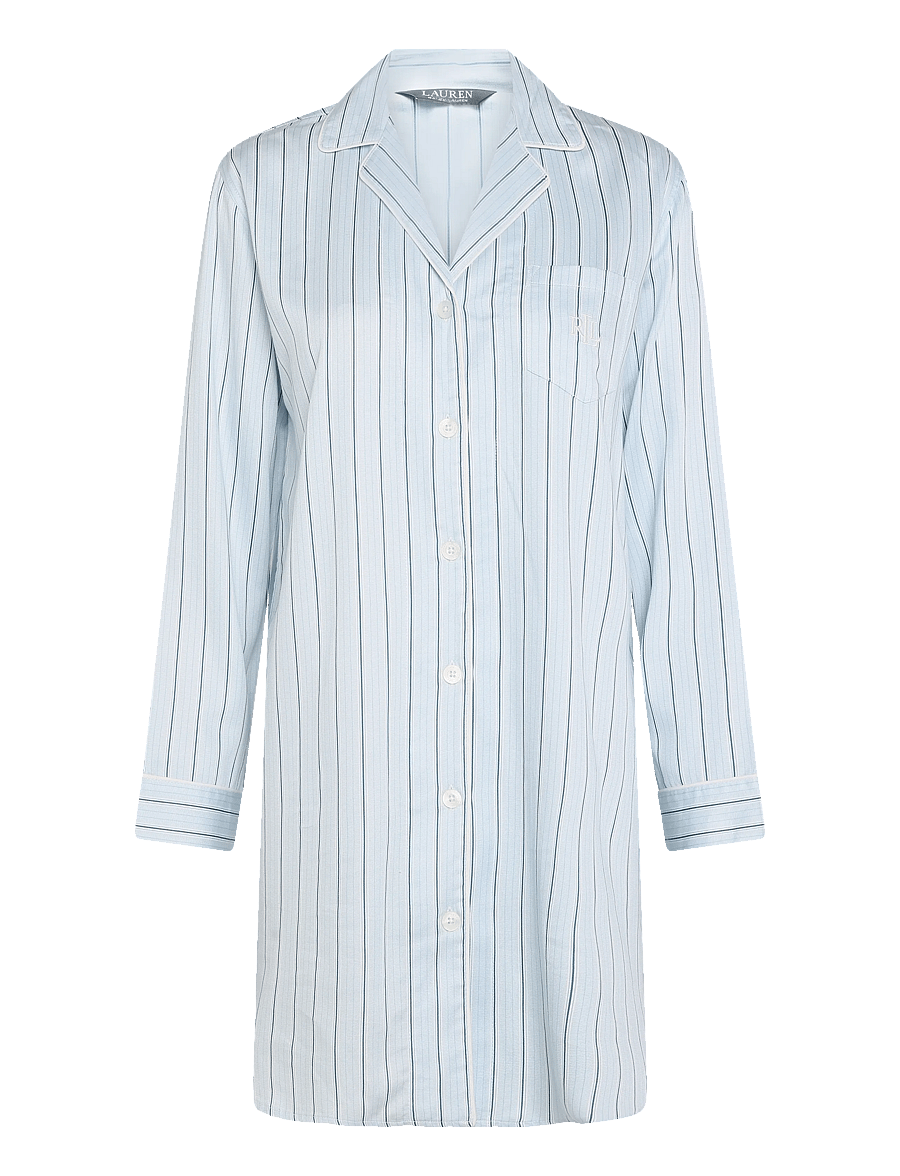 Lauren Ralph Lauren Homewear - LRL L/s notch collar sleepshirt - nachthemden - blue stripe - 0