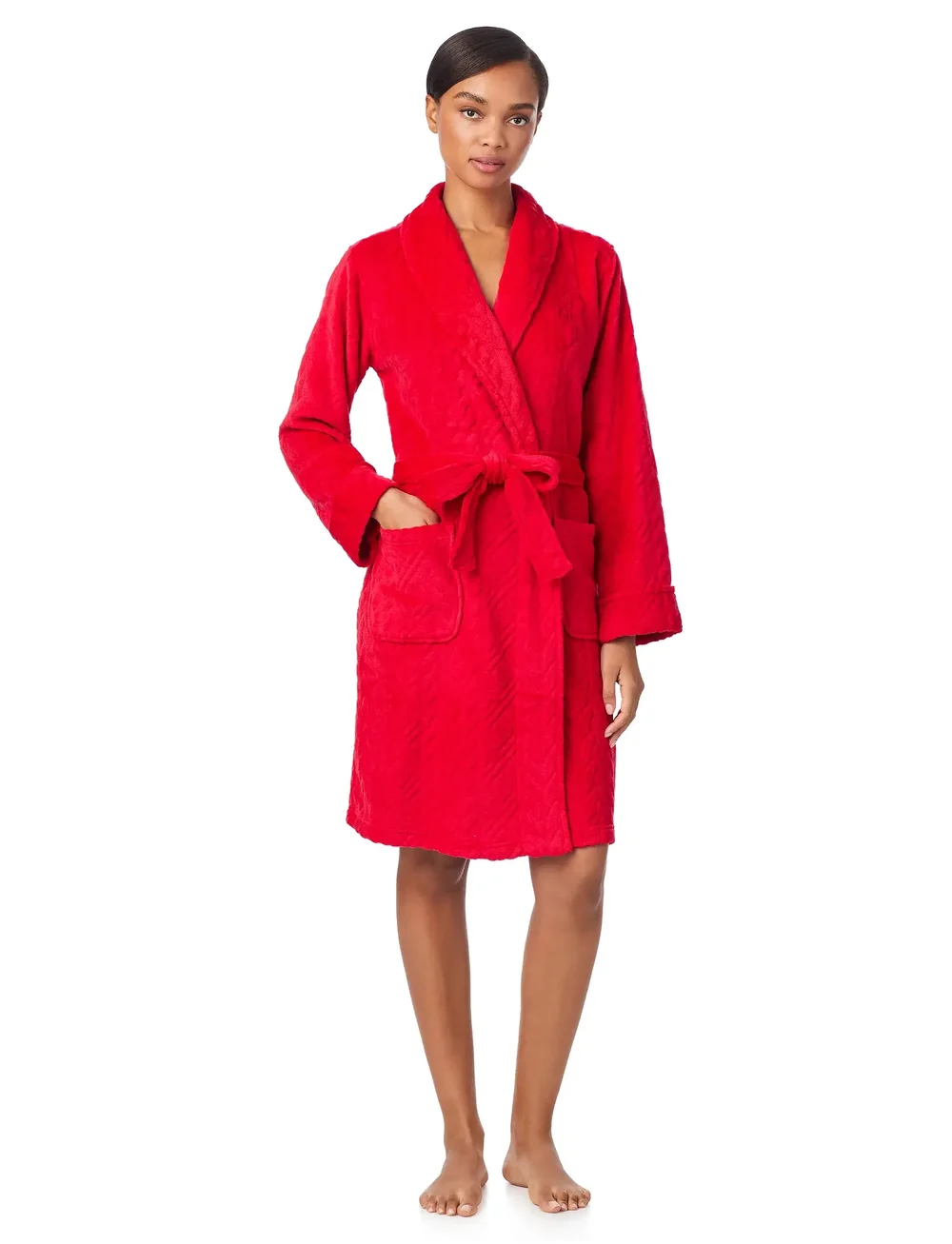 Lauren Ralph Lauren Homewear - LRL L/s shawl collar short robe - Öö- ja puhkerõivad - red - 0