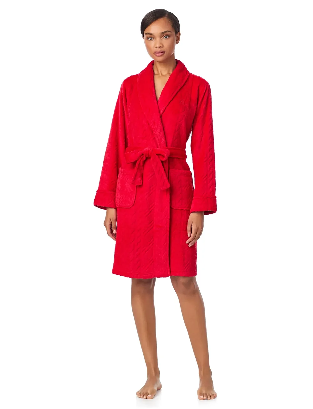Lauren Ralph Lauren Homewear - LRL L/s shawl collar short robe - Öö- ja puhkerõivad - red - 3