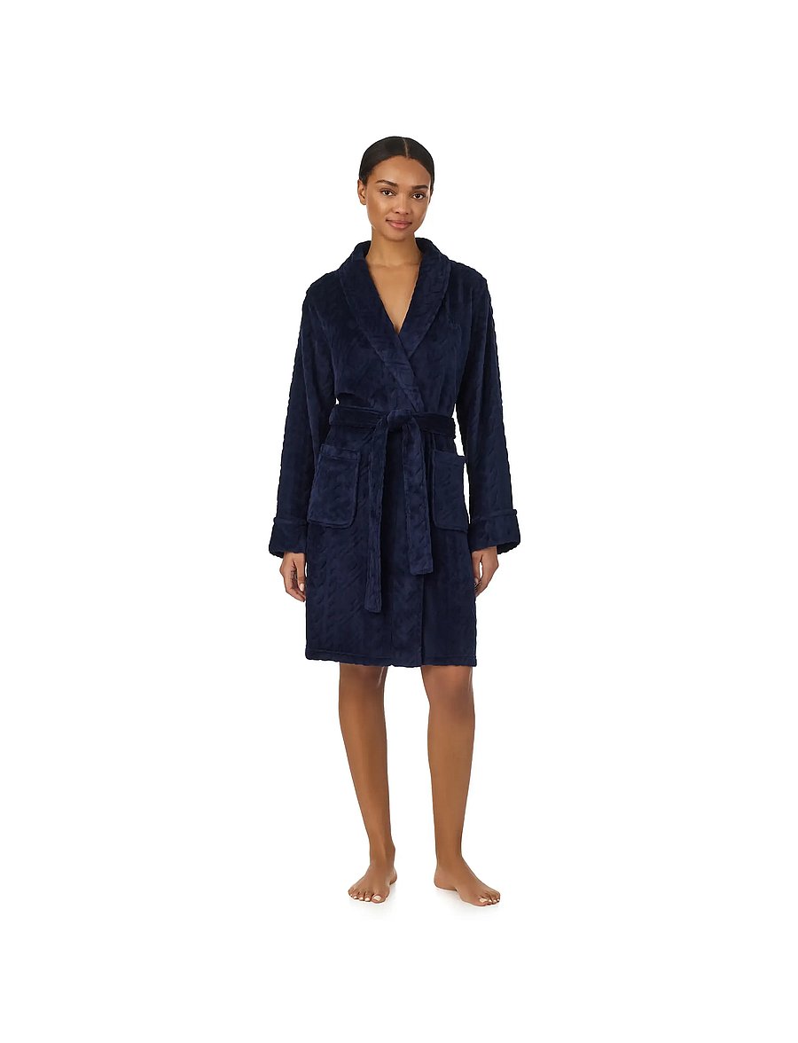 Lauren Ralph Lauren Homewear - LRL L/s shawl collar short robe - bademäntel - navy - 0