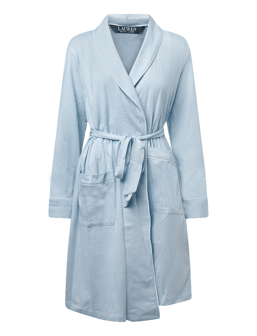 Lauren Ralph Lauren Homewear - LRL L/s short shawl collar robe - bademäntel - blue - 0