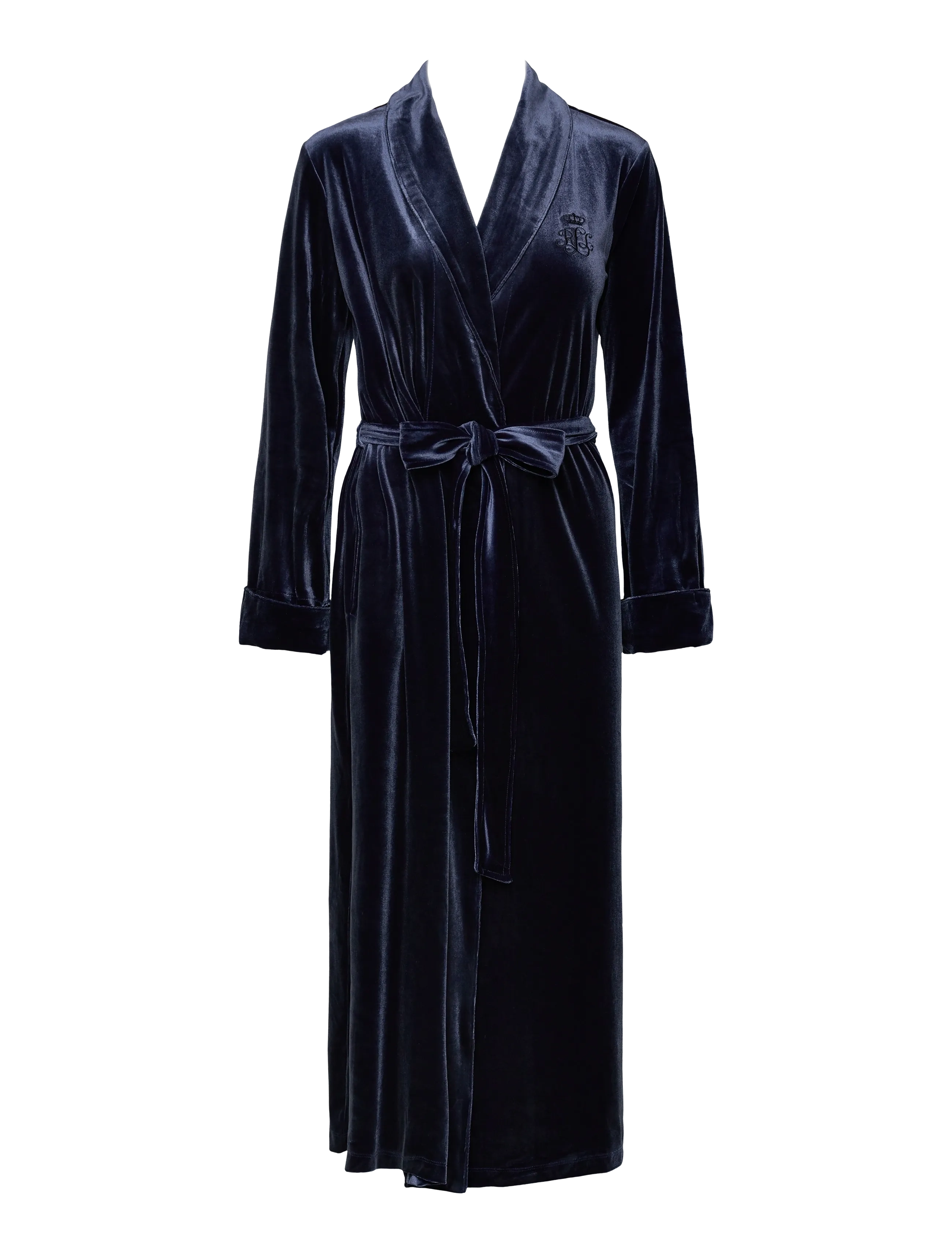 LRL L/s shawl collar long robe - BLUE
