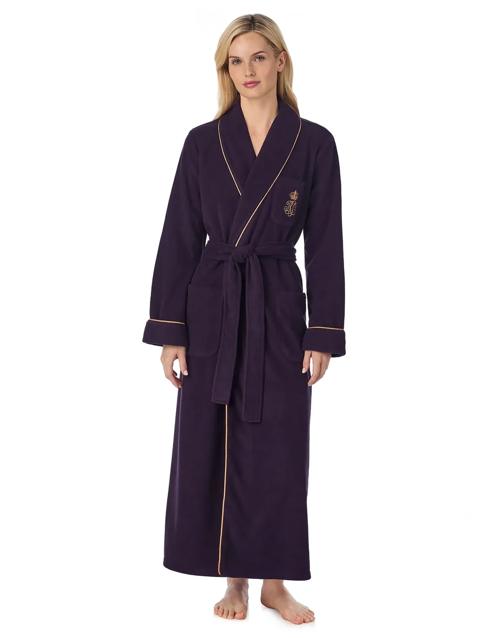 Lauren Ralph Lauren Homewear - LRL L/s shawl collar long robe - köp efter pris - aubergin - 0