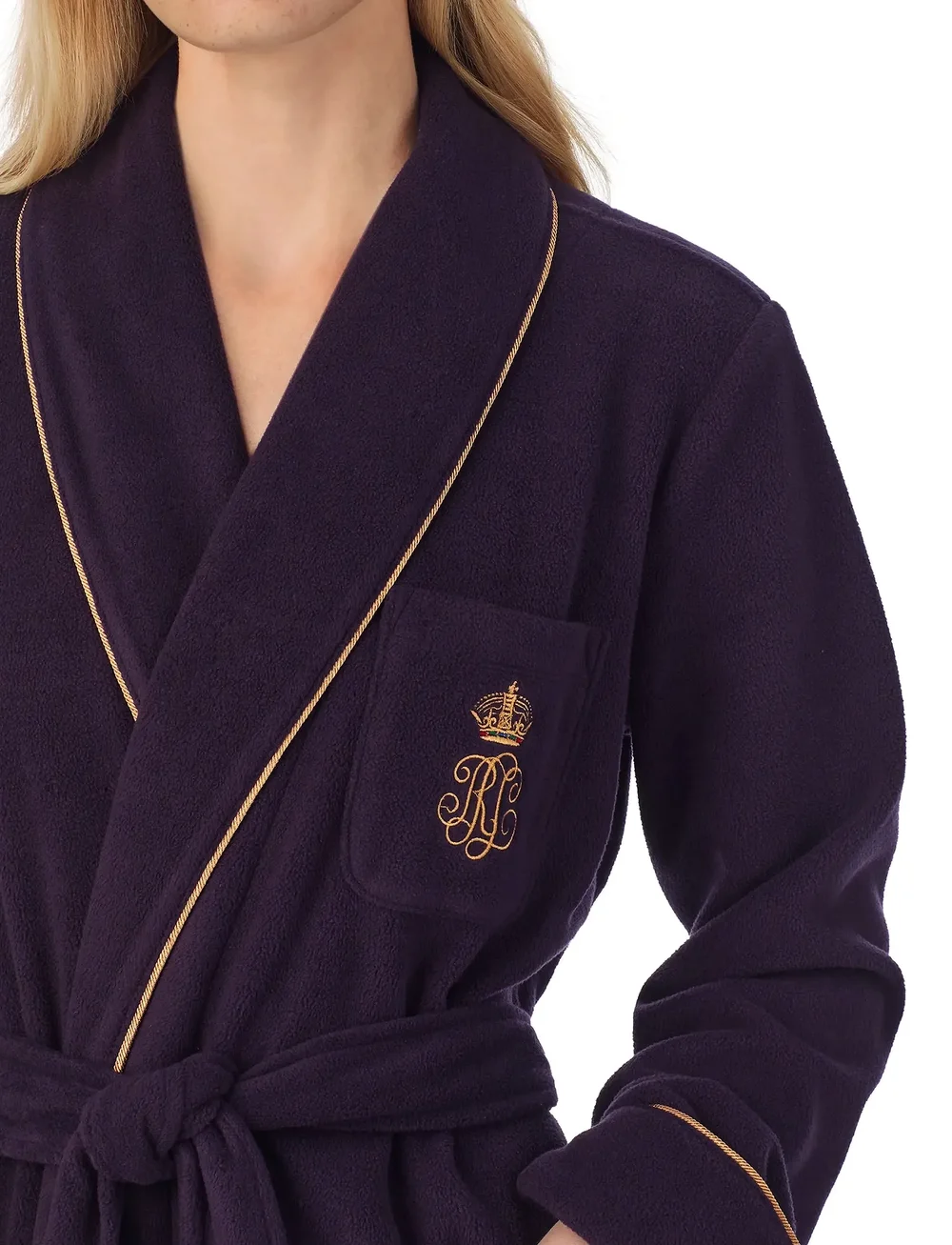 Lauren Ralph Lauren Homewear - LRL L/s shawl collar long robe - köp efter pris - aubergin - 4