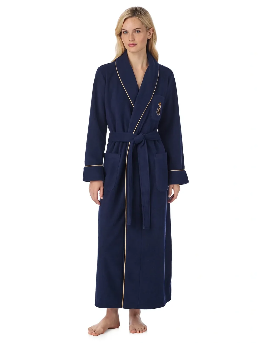 Lauren Ralph Lauren Homewear - LRL L/s shawl collar long robe - sov- & loungeplagg - navy - 0