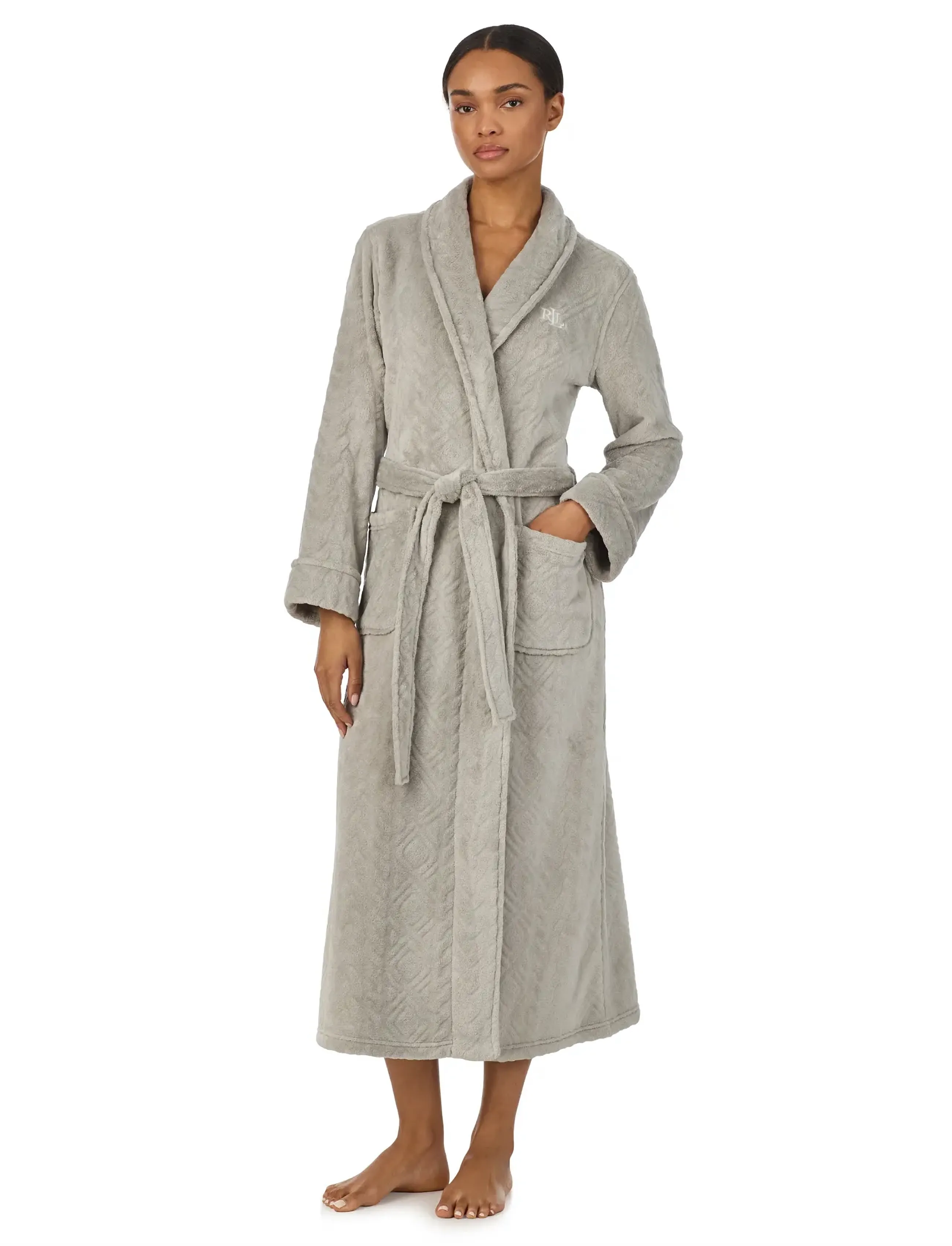 Lauren Ralph Lauren Homewear - LRL L/s shawl collar long robe - grey - 0