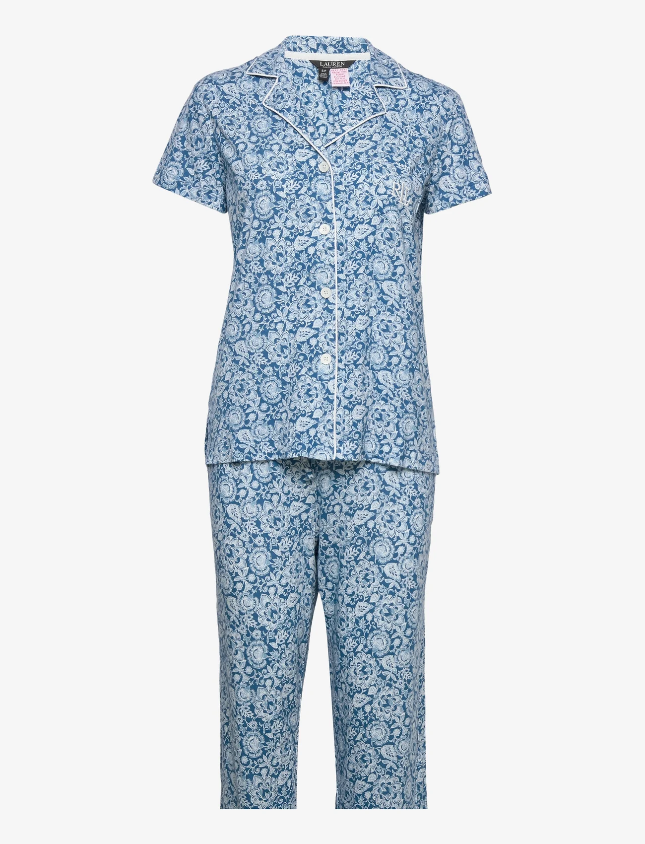 Lauren Ralph Lauren Homewear - LRL SH.SL.NOTCH COLLAR ANKLE PANT PJ SET - sünnipäevakingitused - dark blue print - 0