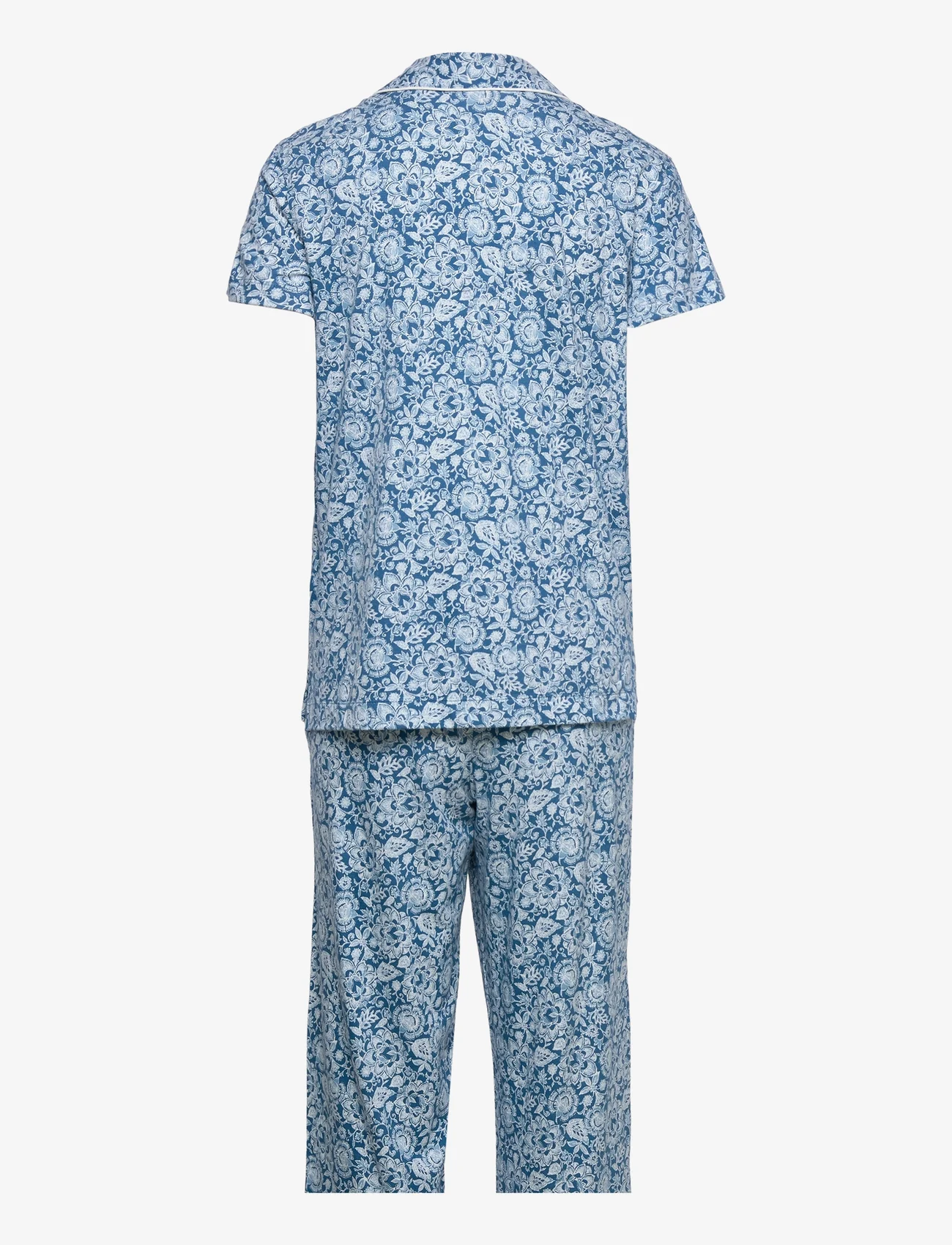 Lauren Ralph Lauren Homewear - LRL SH.SL.NOTCH COLLAR ANKLE PANT PJ SET - sünnipäevakingitused - dark blue print - 1