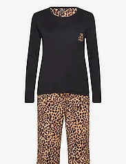 Lauren Ralph Lauren Homewear - LRL L/S KNIT TOP LONG FLEECE PANT PJ FOL - gimtadienio dovanos - leopard - 0