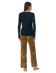 Lauren Ralph Lauren Homewear - LRL L/S KNIT TOP LONG FLEECE PANT PJ FOL - geburtstagsgeschenke - leopard - 5