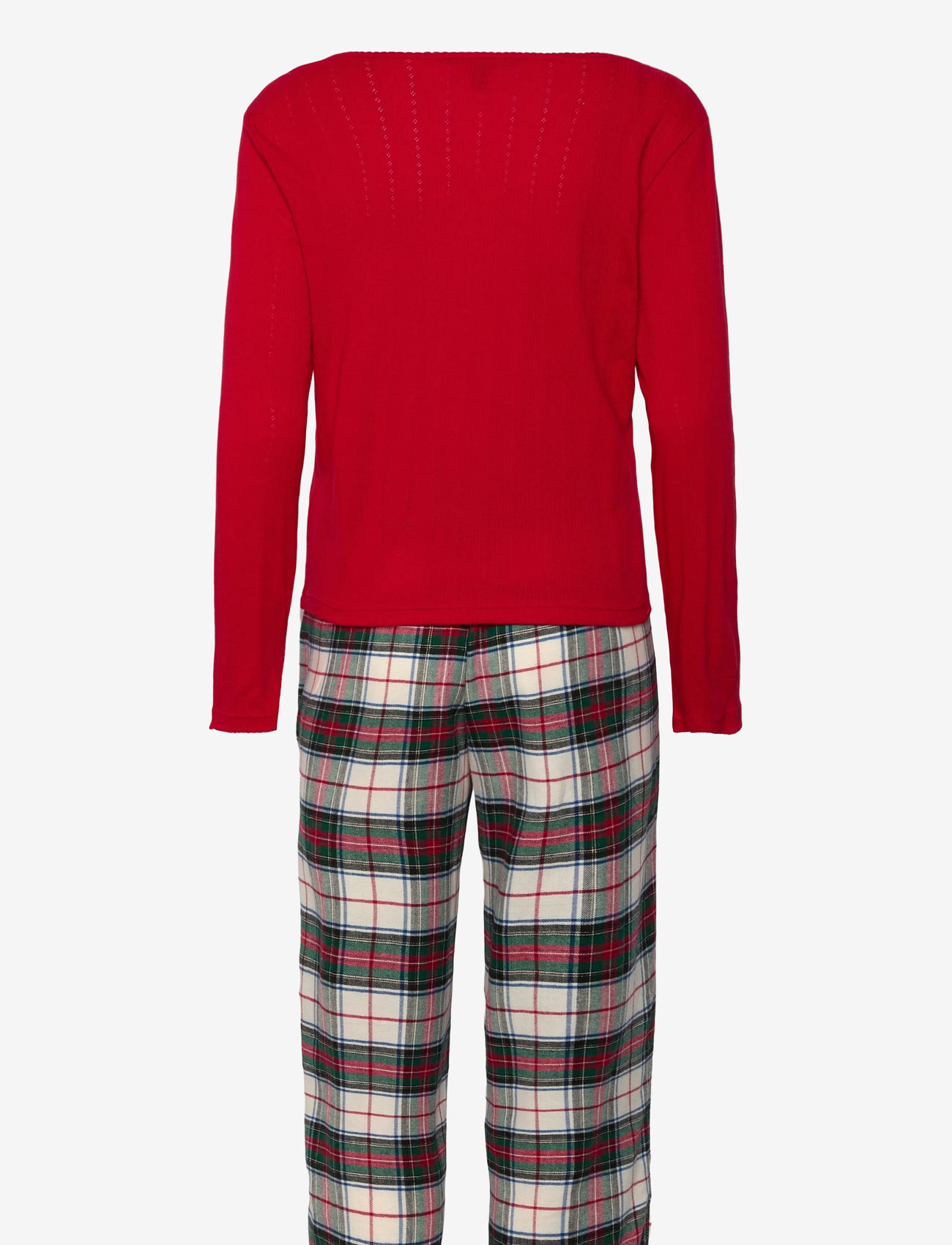 Lauren Ralph Lauren Homewear - LRL L/s knit top long pant pj set - weihnachts-pyjamas - cream plaid - 2