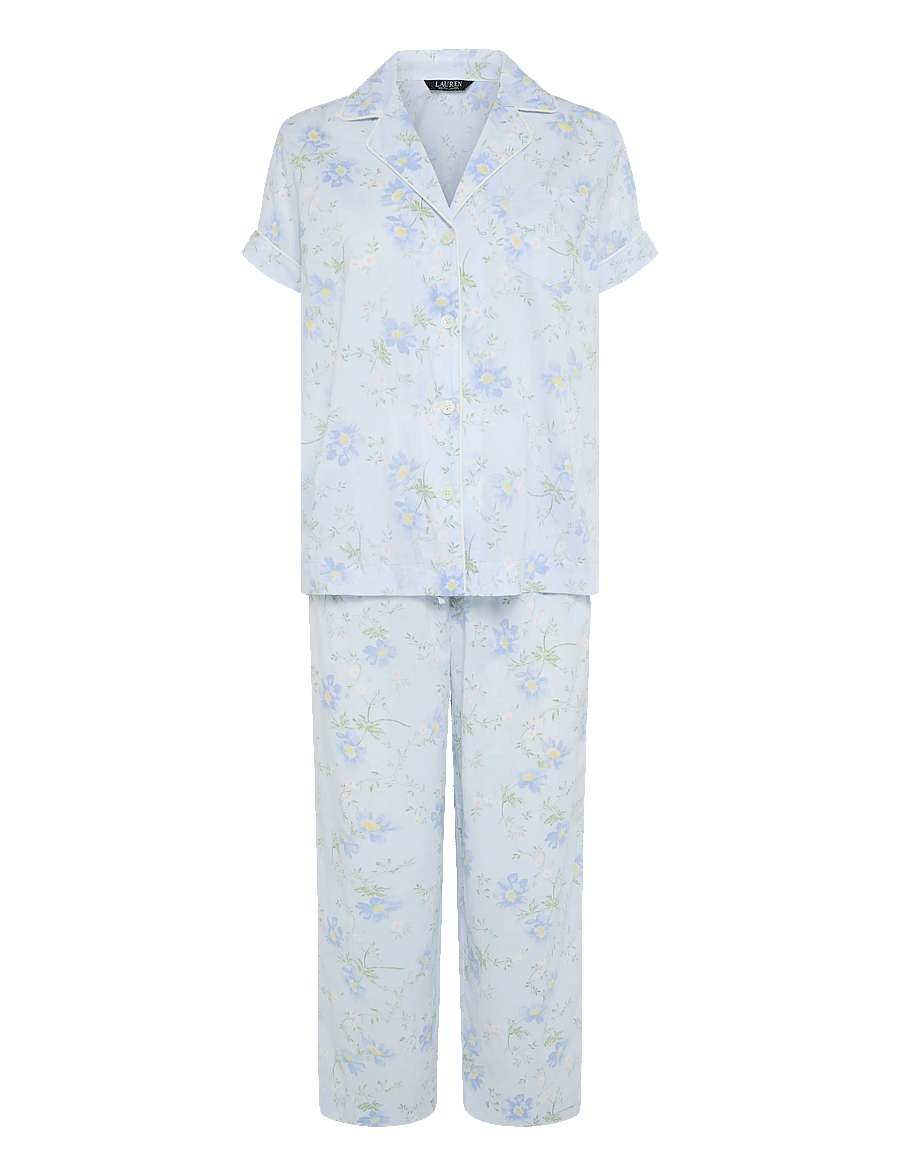 Lauren Ralph Lauren Homewear - LRL S/s notch collar cropped pant p - pyjamas - blue floral - 1