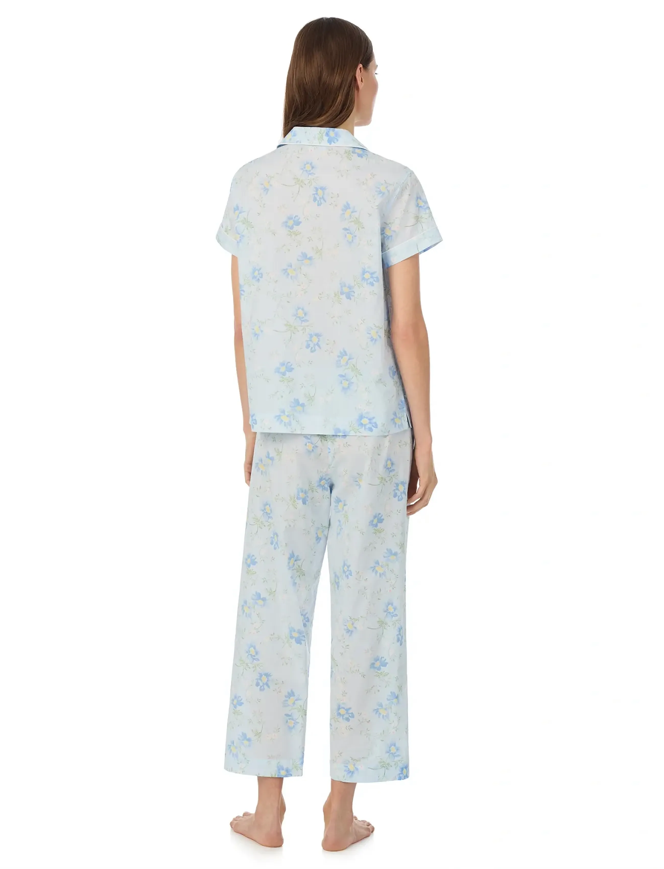 Lauren Ralph Lauren Homewear - LRL S/s notch collar cropped pant p - pyjamas - blue floral - 3