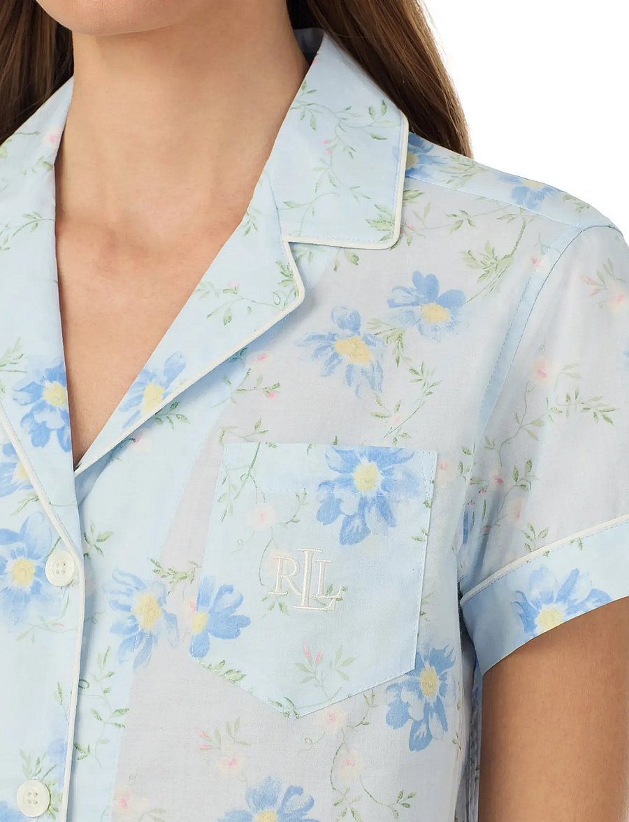 Lauren Ralph Lauren Homewear - LRL S/s notch collar cropped pant p - pyjamas - blue floral - 4