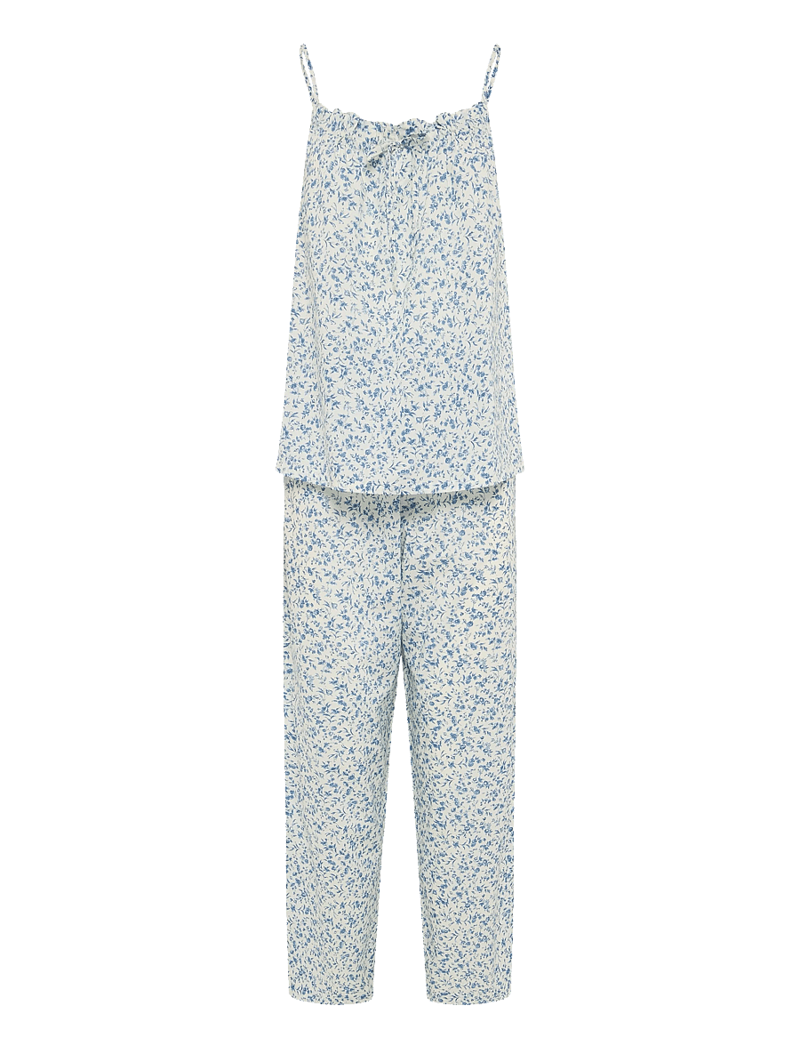 Lauren Ralph Lauren Homewear - LRL Sl.less tunnel nk ankle pant pj - pižamos - ivory blue - 1