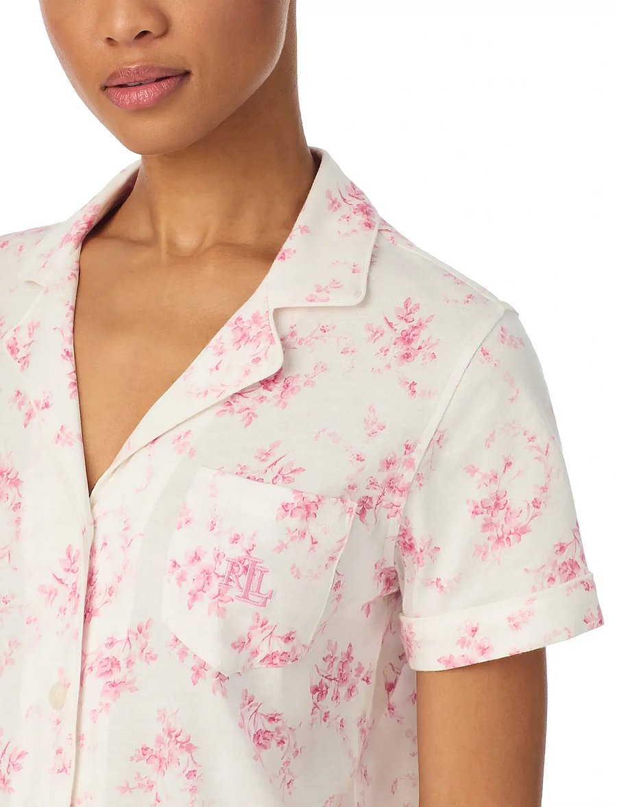 Lauren Ralph Lauren Homewear - LRL S/s notch collar ankle pant pj - pyjamas - ivory floral - 4