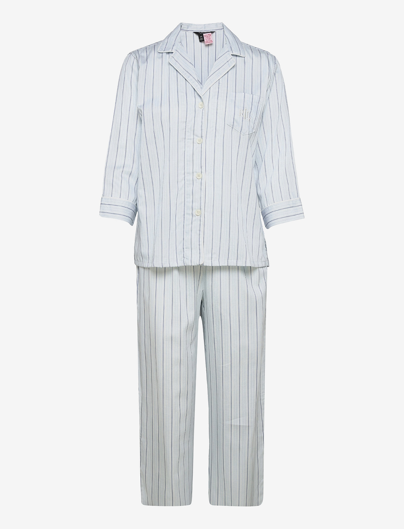 Lauren Ralph Lauren Homewear - LRL NOTCH COLLAR LONG PANT PJ SET 3/4 - blue stripe - 0