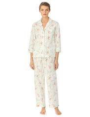 Lauren Ralph Lauren Homewear - LRL NOTCH COLLAR LONG PANT PJ SET - ivory floral - 0