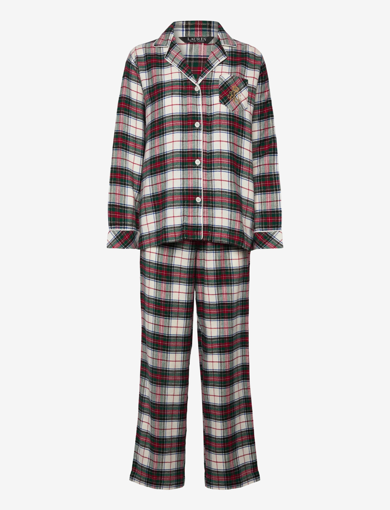 Lauren Ralph Lauren Homewear - LRL L/s Notch collar long pant pj s - weihnachts-pyjamas - cream plaid - 1