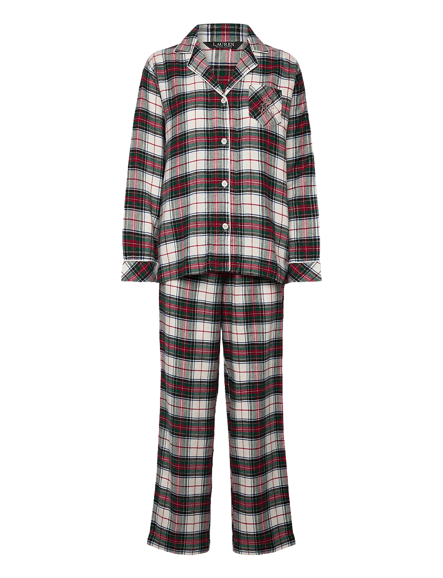 Lauren Ralph Lauren Homewear - LRL L/s Notch collar long pant pj s - pyjamas - cream plaid - 1