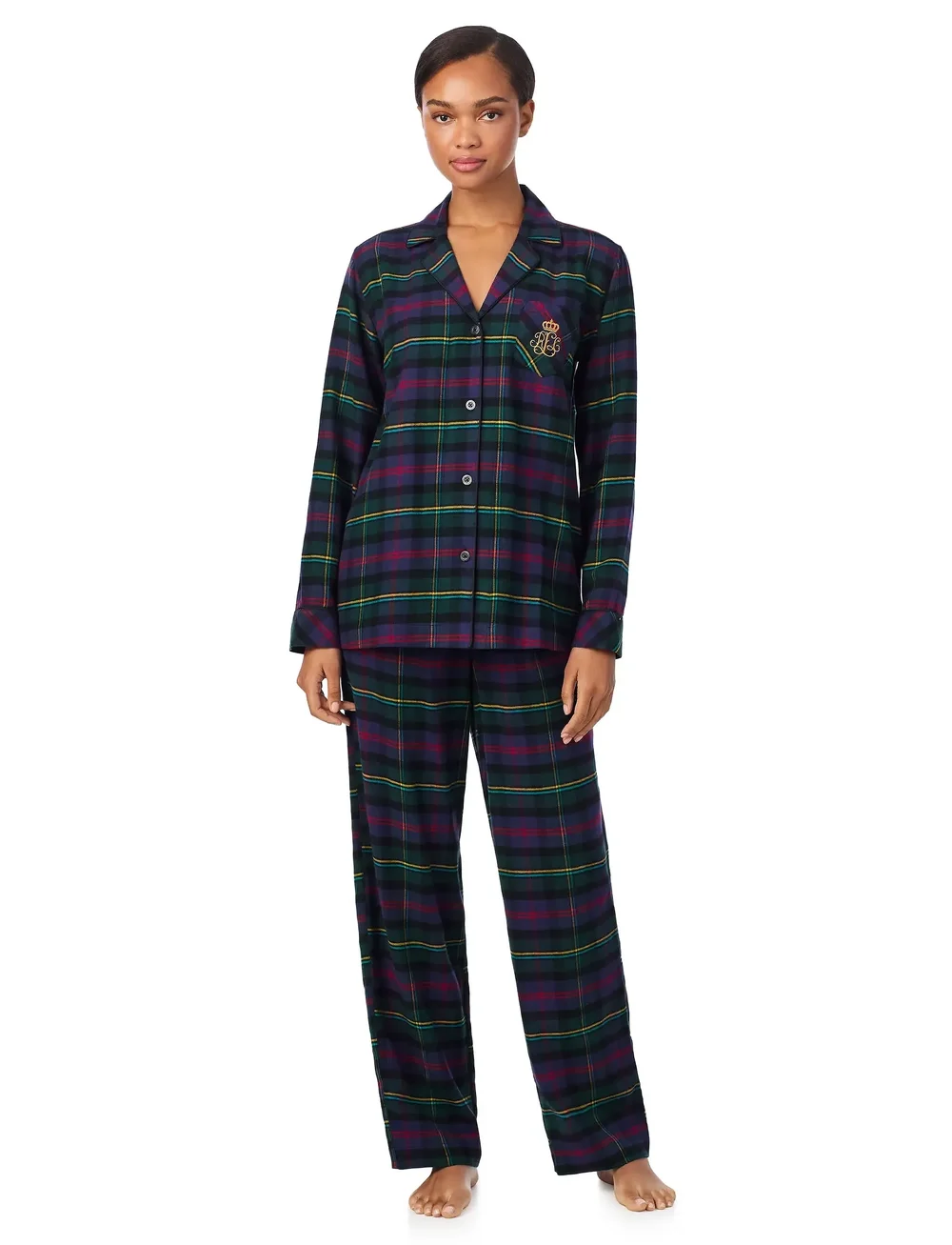 Lauren Ralph Lauren Homewear - LRL L/s Notch collar long pant pj s - sov- & loungeplagg - multi plaid - 0