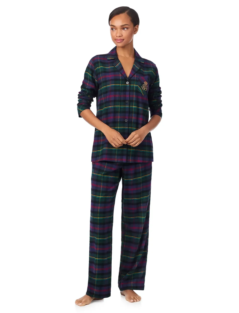 Lauren Ralph Lauren Homewear - LRL L/s Notch collar long pant pj s - sov- & loungeplagg - multi plaid - 5