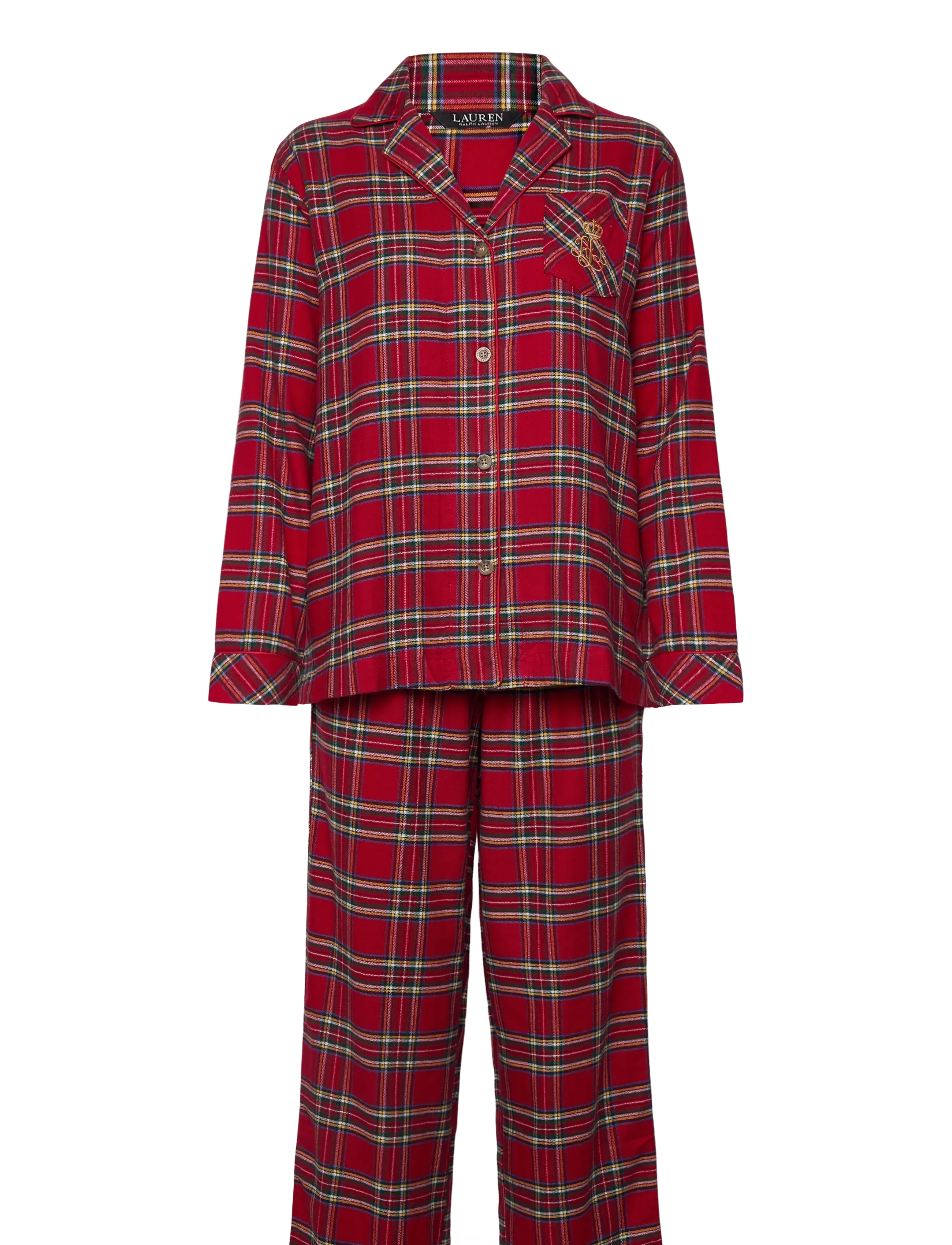 Lauren Ralph Lauren Homewear LRL L/s Notch collar long pant pj s - Pyjamas - RED PLAID / red