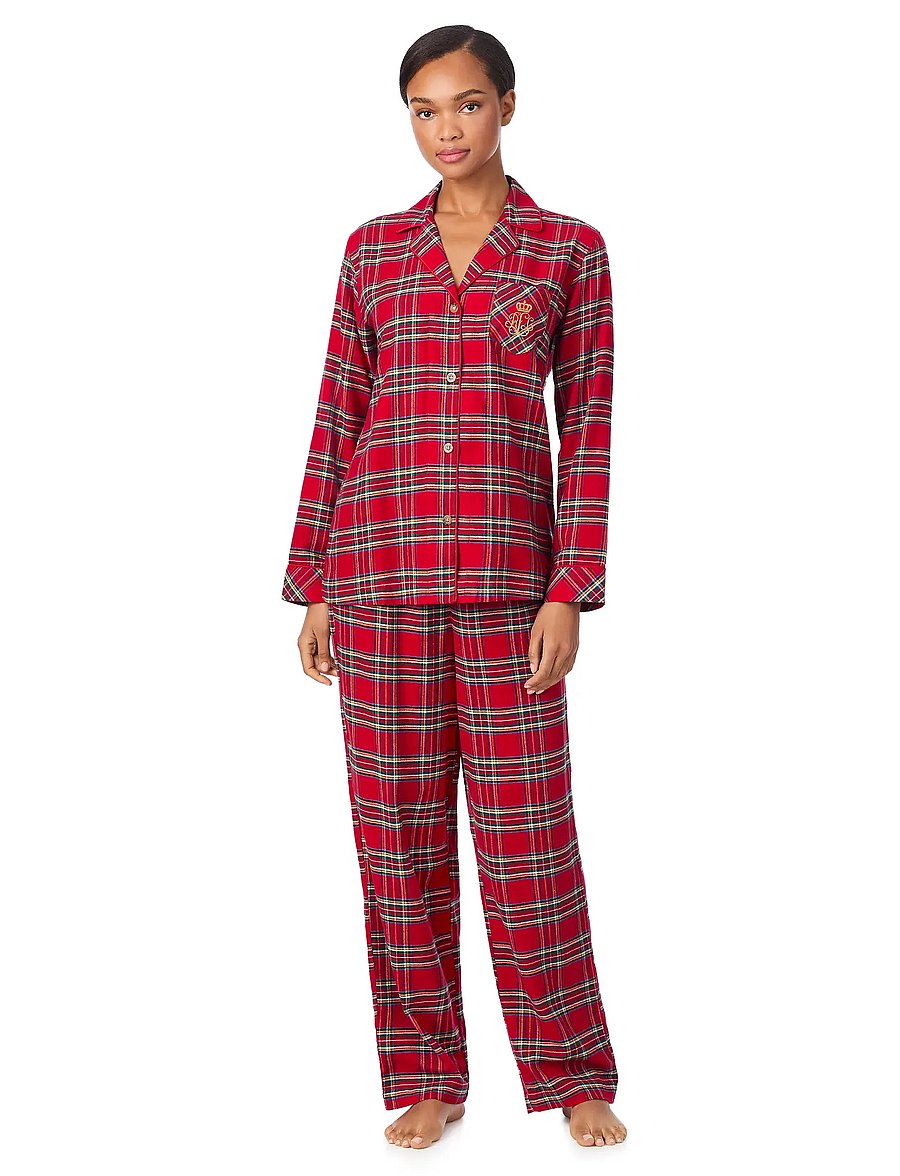 Lauren Ralph Lauren Homewear - LRL L/s Notch collar long pant pj s - pyjamas - red plaid - 0
