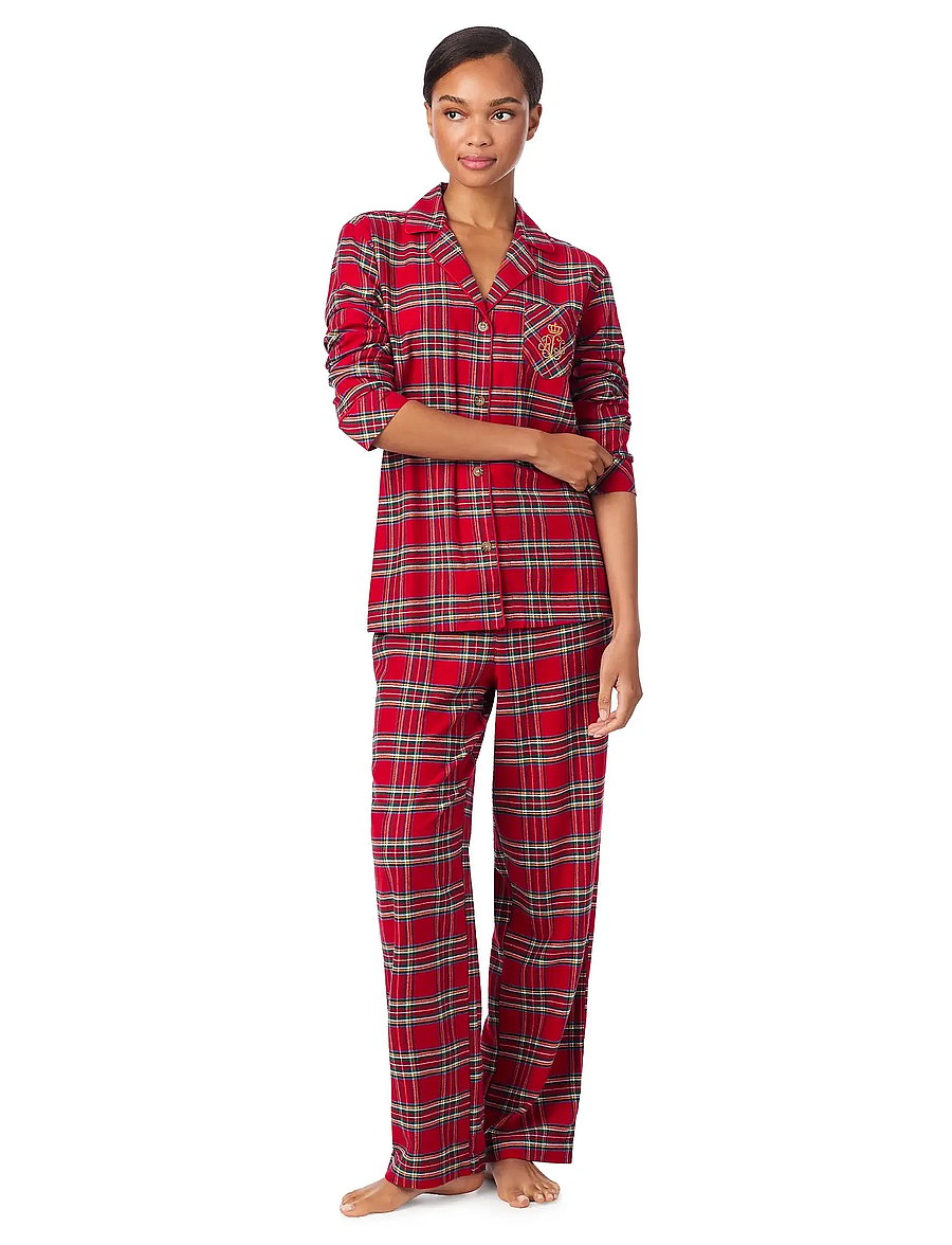 Lauren Ralph Lauren Homewear - LRL L/s Notch collar long pant pj s - pyjamas - red plaid - 5