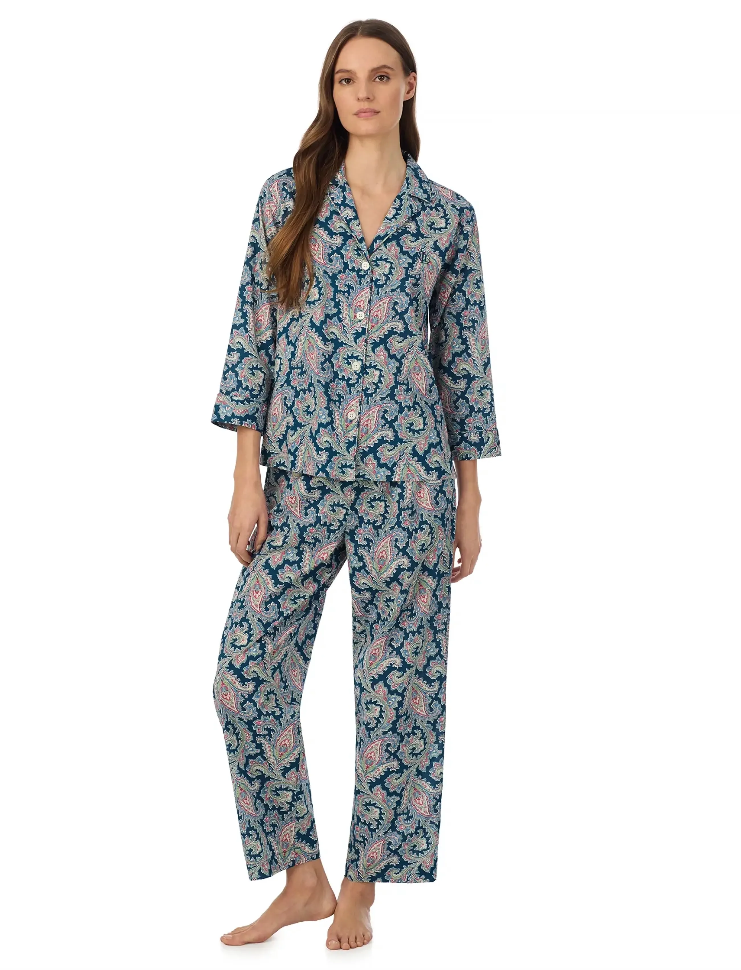 Lauren Ralph Lauren Homewear LRL 3/4 sl. notch collar ankle pant - Ralph Lauren - MULTI PAISLEY / multi