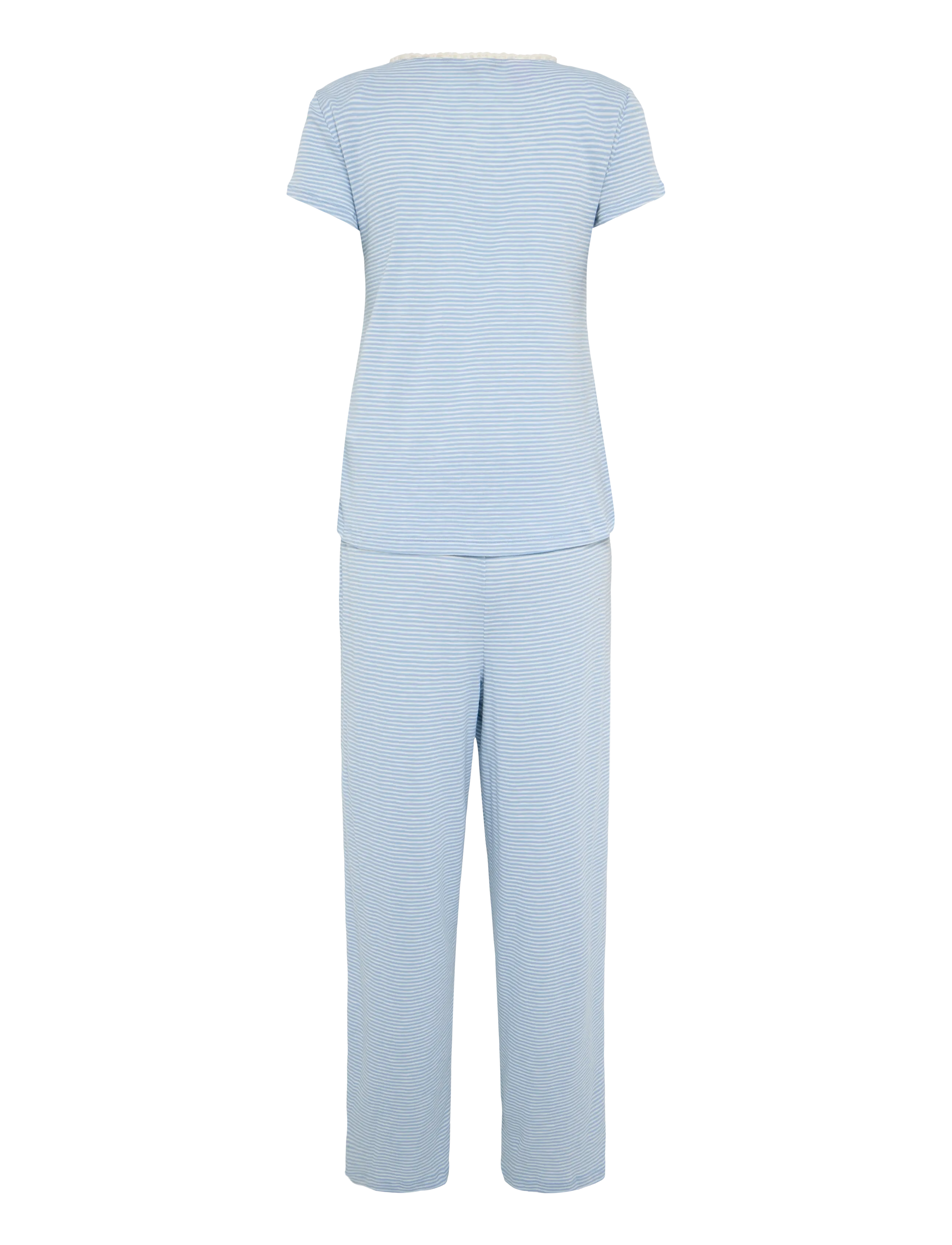 Lauren Ralph Lauren Homewear - LRL S/s lace NK ankle pant pj set - pyjamas - blue stripe - 2